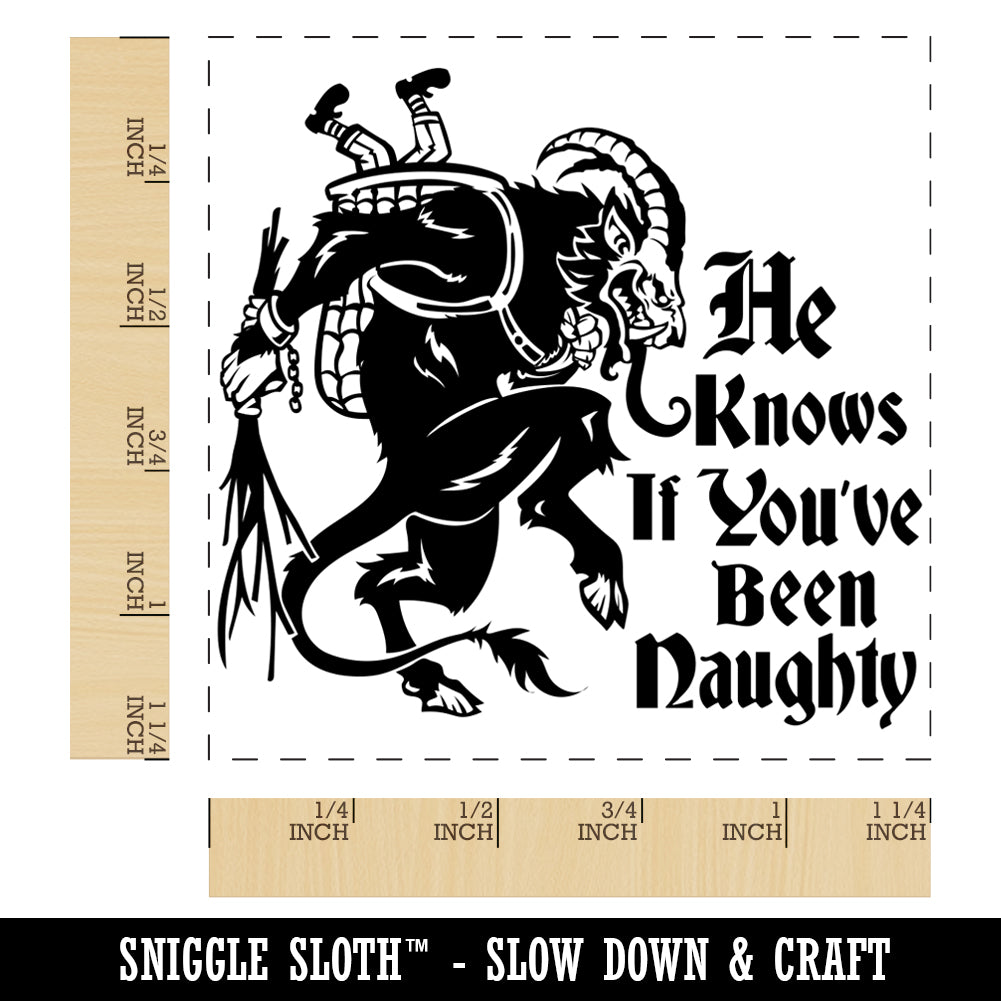 Krampus Knows If You ve Been Naughty Christmas Square Rubber Stamp