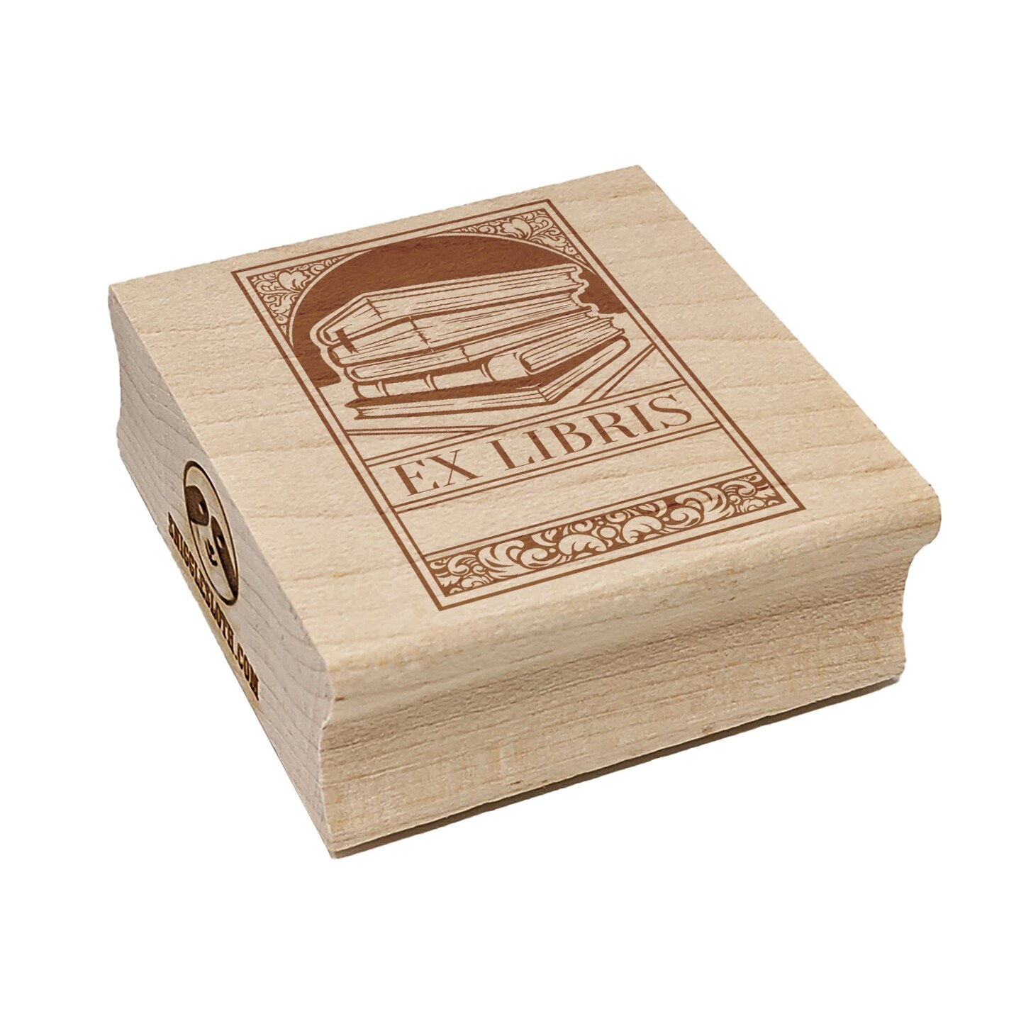 Ex Libris Bookplate Stack of Books Reading Square Rubber Stamp for Stamping Crafting
