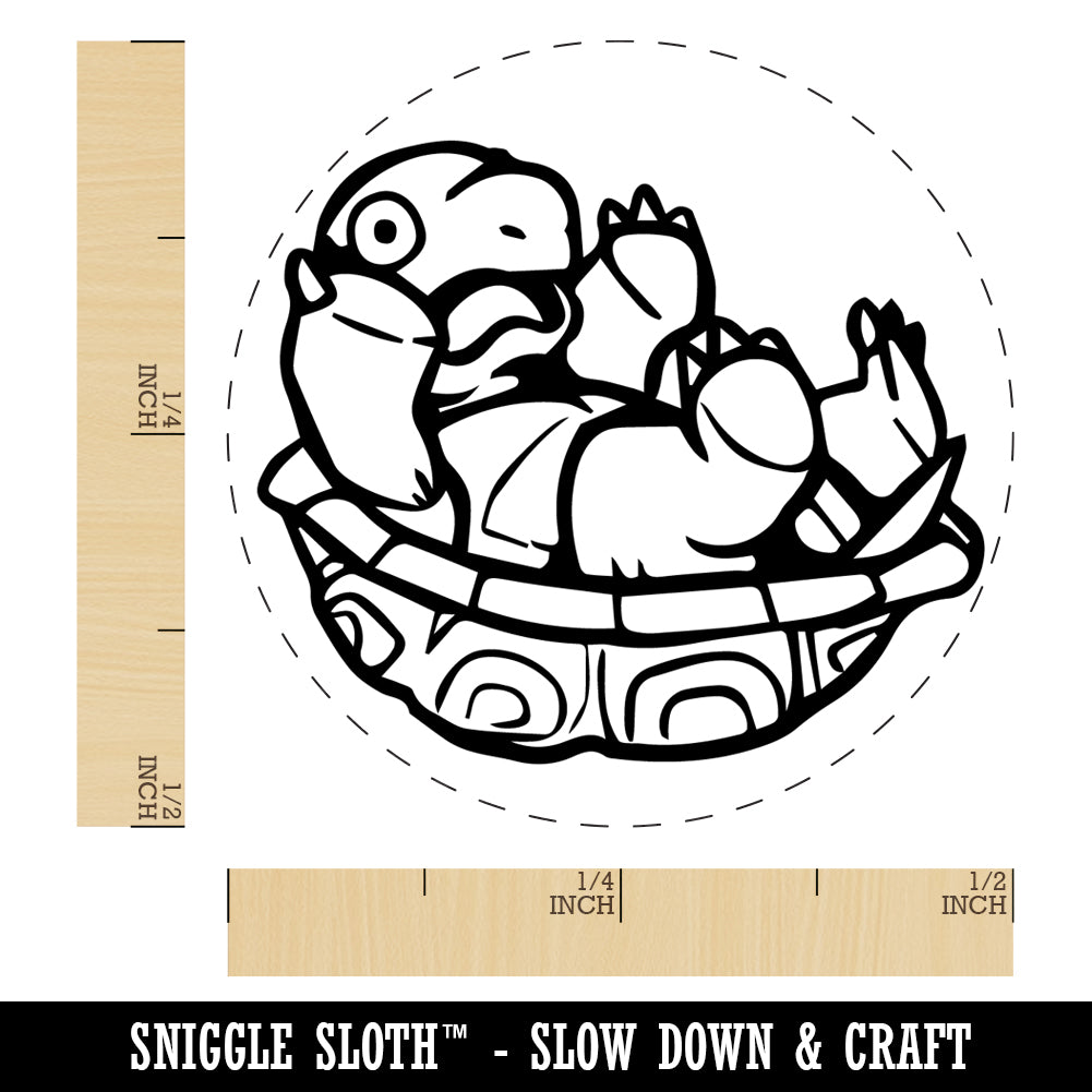 Distressed Turtle on Back Shell Rubber Stamp for Stamping Crafting Planners