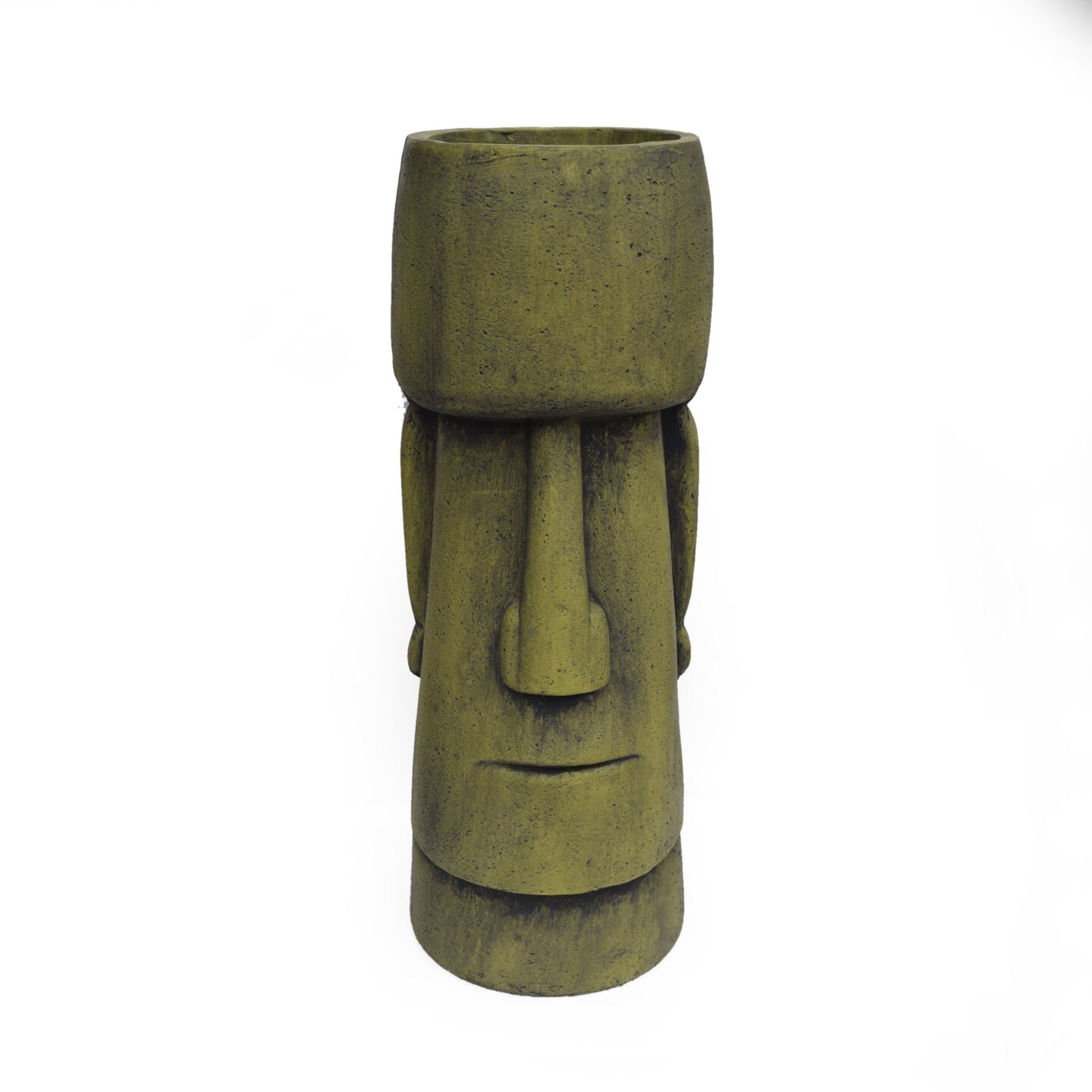 Contemporary Home Living 24&#x22; Antique Green Glacier Easter Island Outdoor Tiki Planter Urn