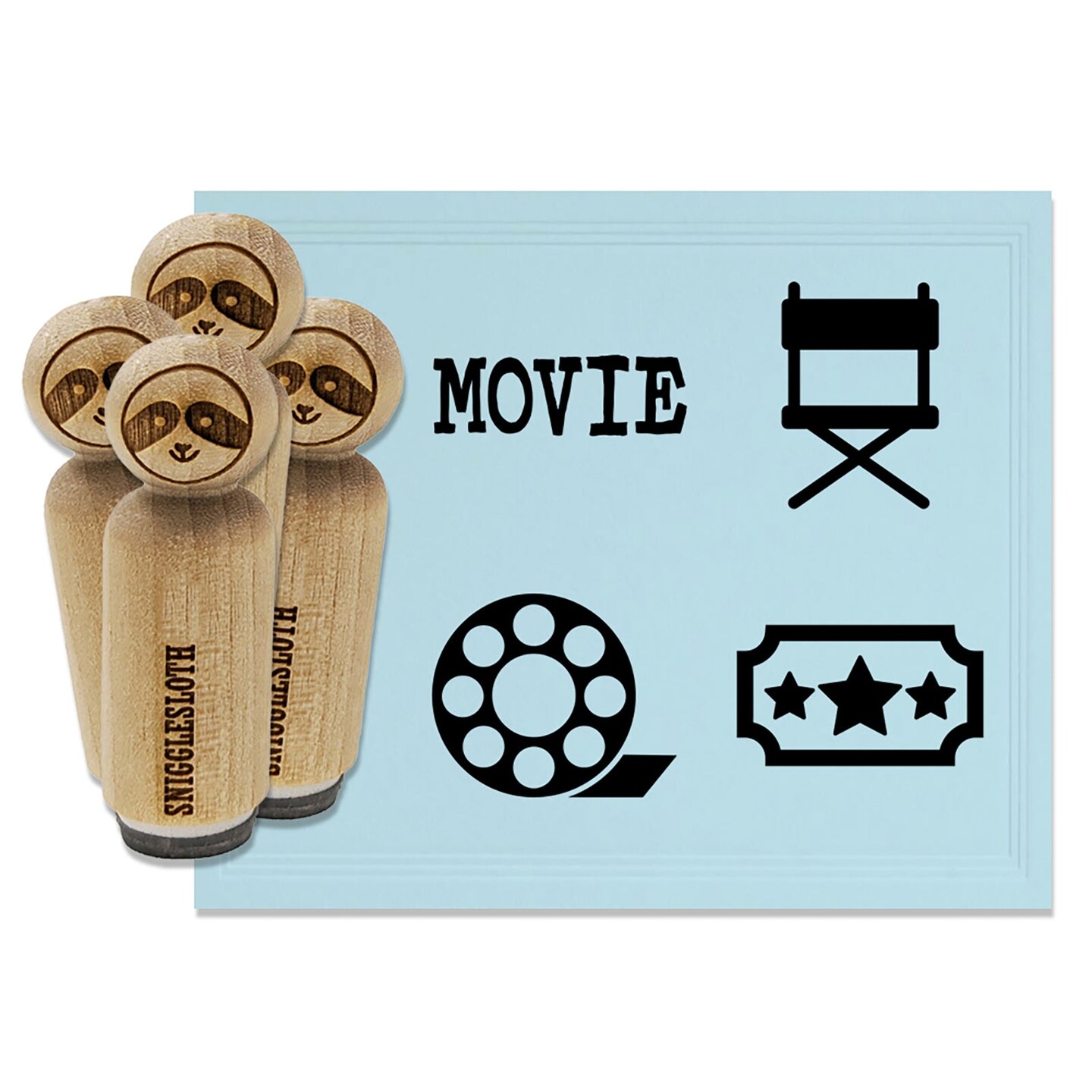 Movie Theater Film Reel Director Chair Ticket Rubber Stamp Set for Stamping Crafting Planners
