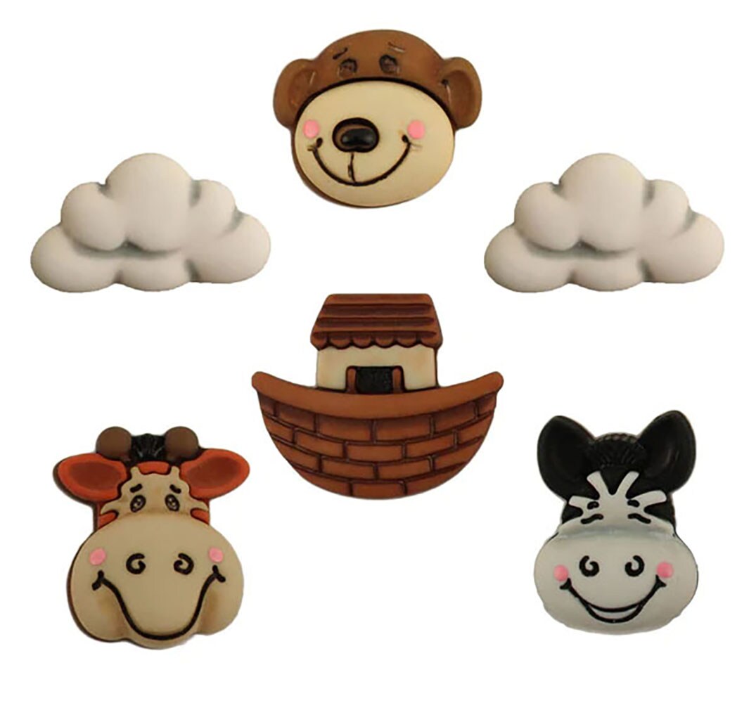 Buttons Galore and More 3D Craft &#x26; Sewing Buttons - Noah&#x27;s Friends - 18 Buttons