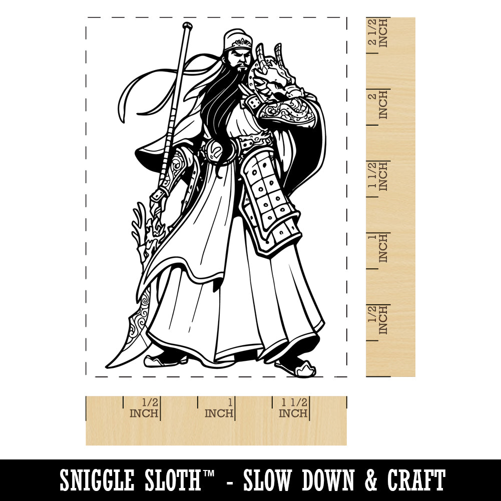 Guan Yu Chinese God of War Wealth Rectangle Rubber Stamp for Stamping Crafting