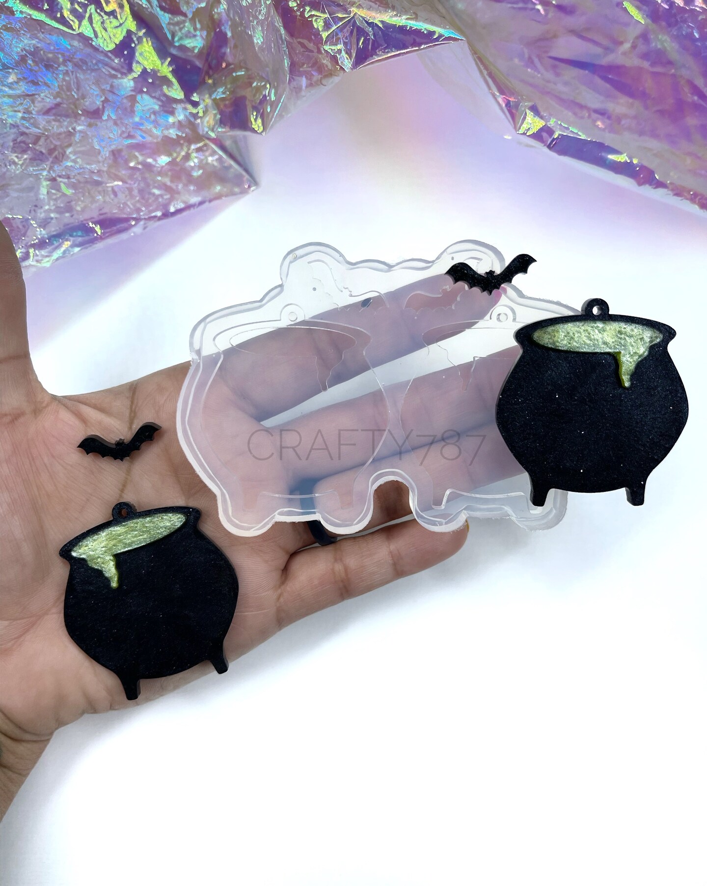 Witch Cauldron Dangle Earring Mold Bonus Bats(C4)