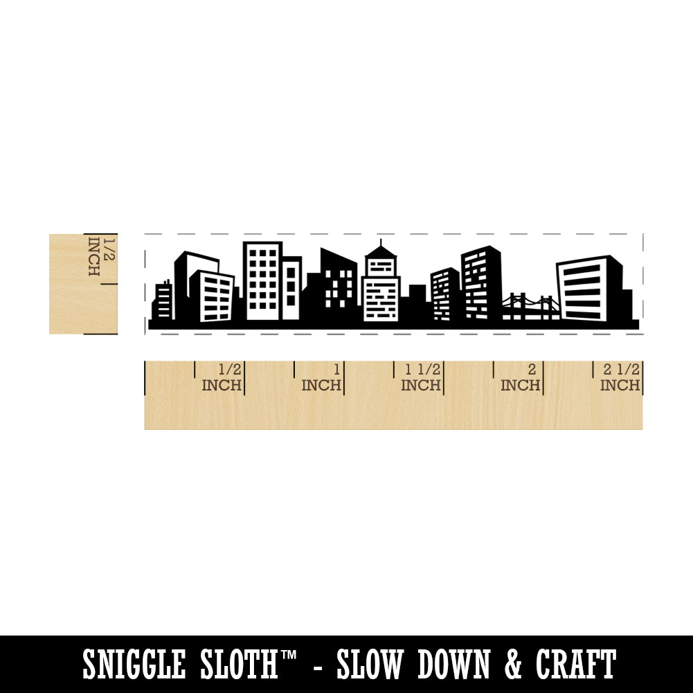 City Skyline Skyscraper Downtown Business Buildings Rectangle Rubber Stamp for Stamping Crafting