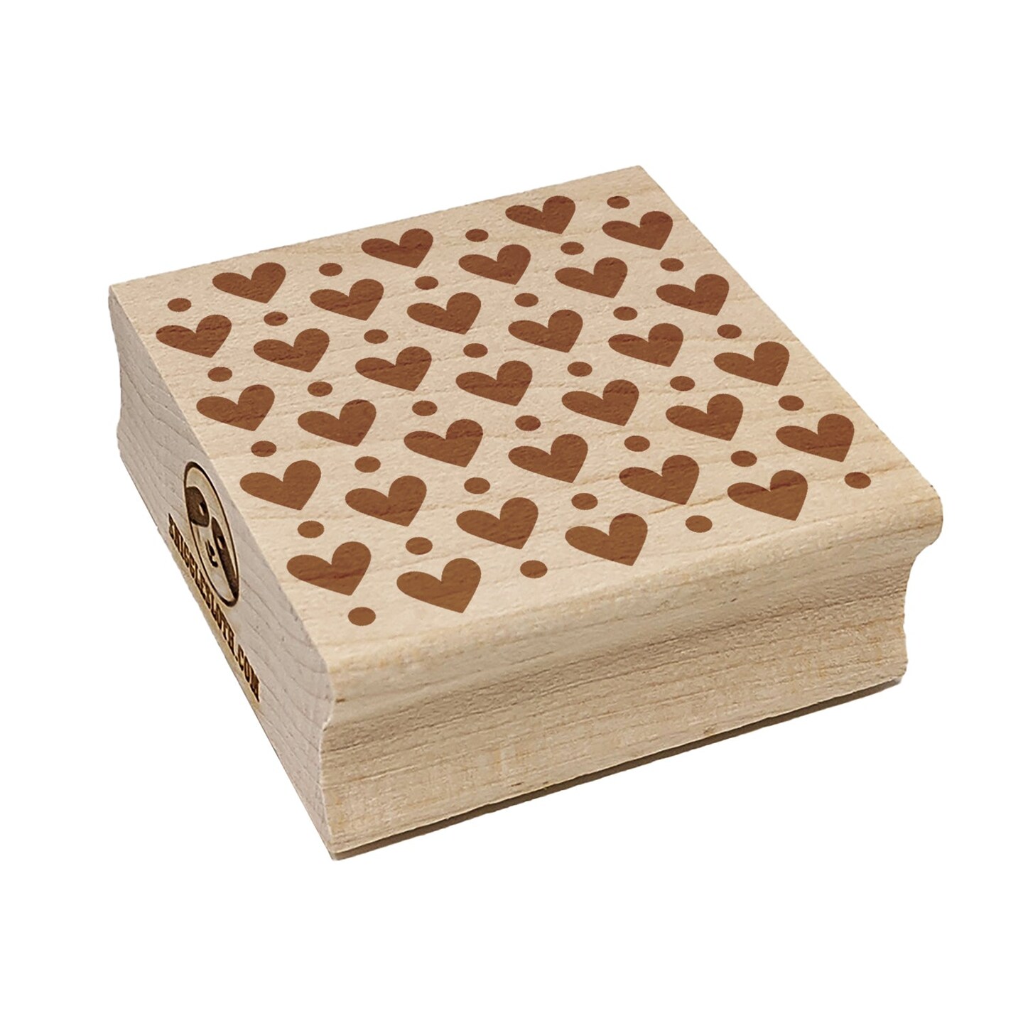 Hearts and Dots Pattern Square Rubber Stamp for Stamping Crafting