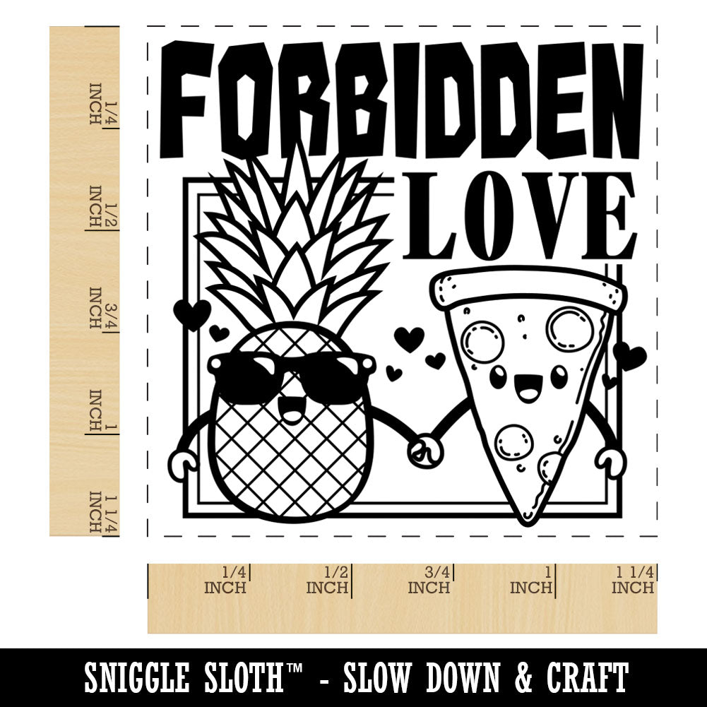 Pineapple and Pizza Forbidden Love Friends Square Rubber Stamp for Stamping Crafting
