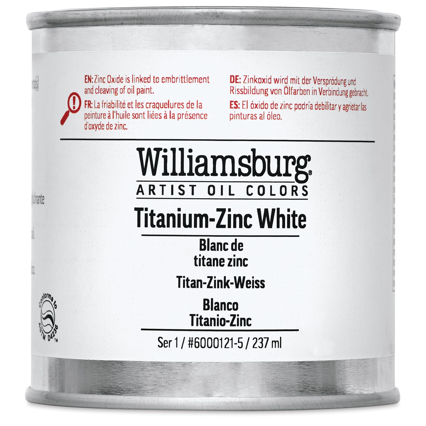 Williamsburg Handmade Oil Paint - Titanium-Zinc White, 8 oz can