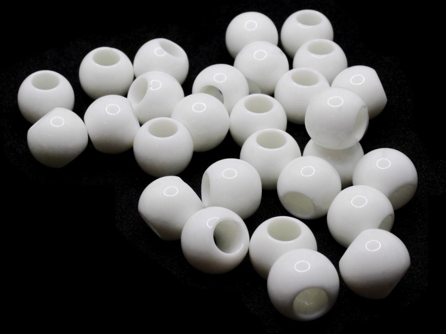 White Matte 14mm Round Large Hole Plastic Beads (36pcs)