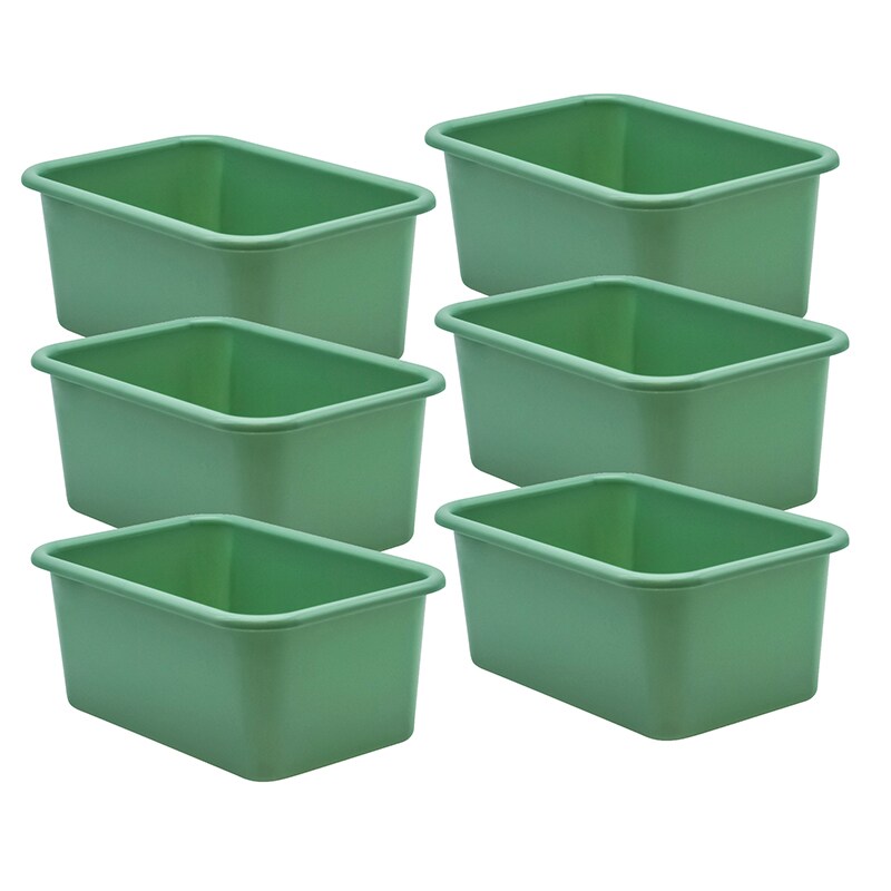 Eucalyptus Green Small Plastic Storage Bin 6 Pack