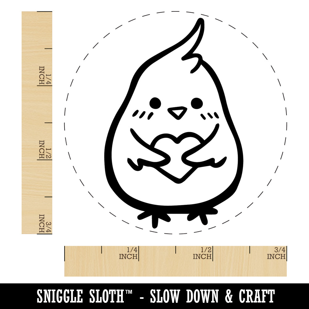 Cockatoo Holding Heart Rubber Stamp for Stamping Crafting Planners