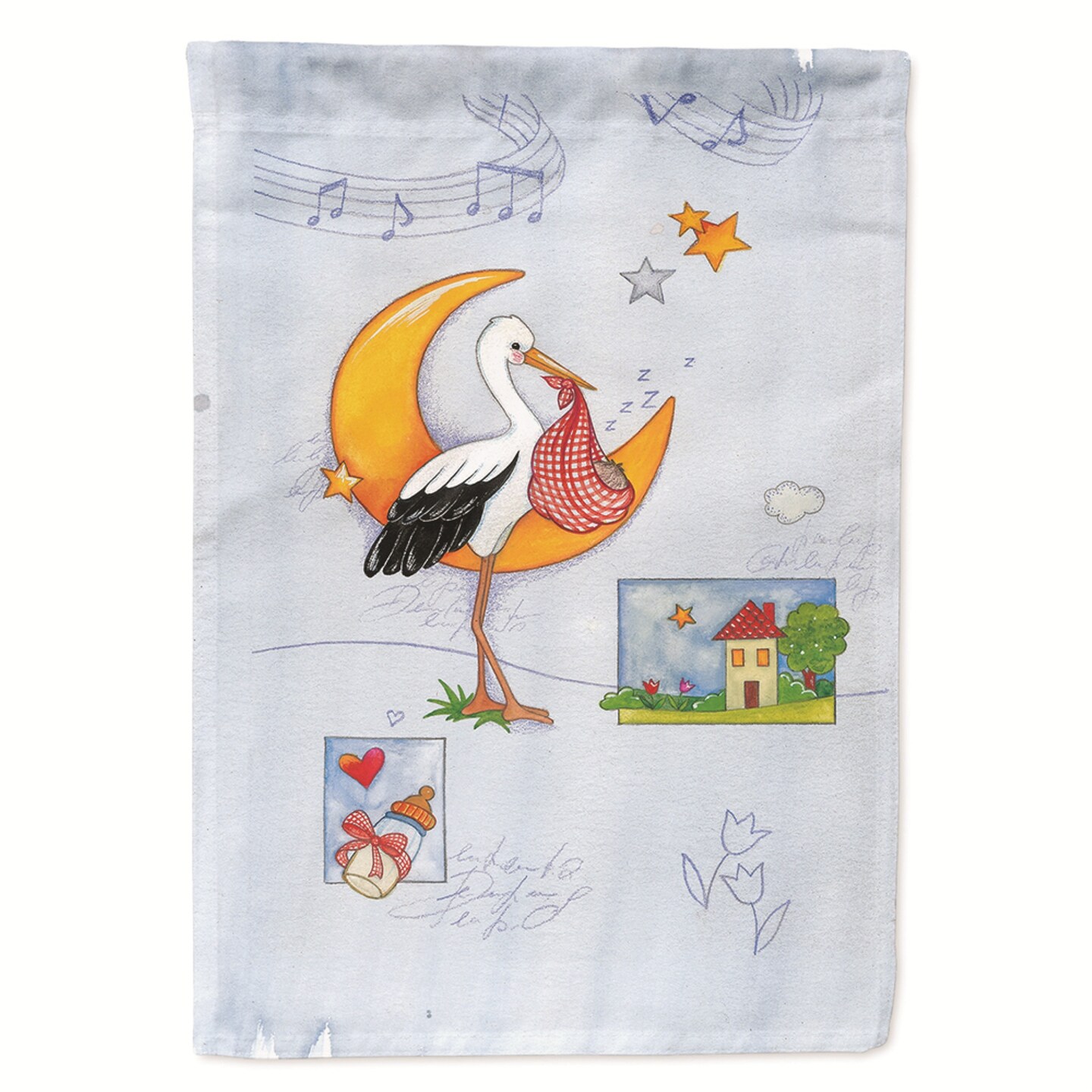&#x22;Caroline&#x27;s Treasures APH1017CHF Expecting Stork Bringing Baby Flag Canvas House, Large, Multicolor&#x22;