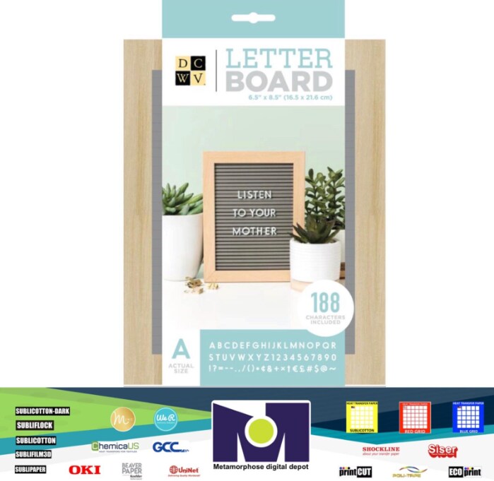 American Crafts StandUP DCWV Letter Board 5x7 Grey/Light Wood Frame 189Pc 614938
