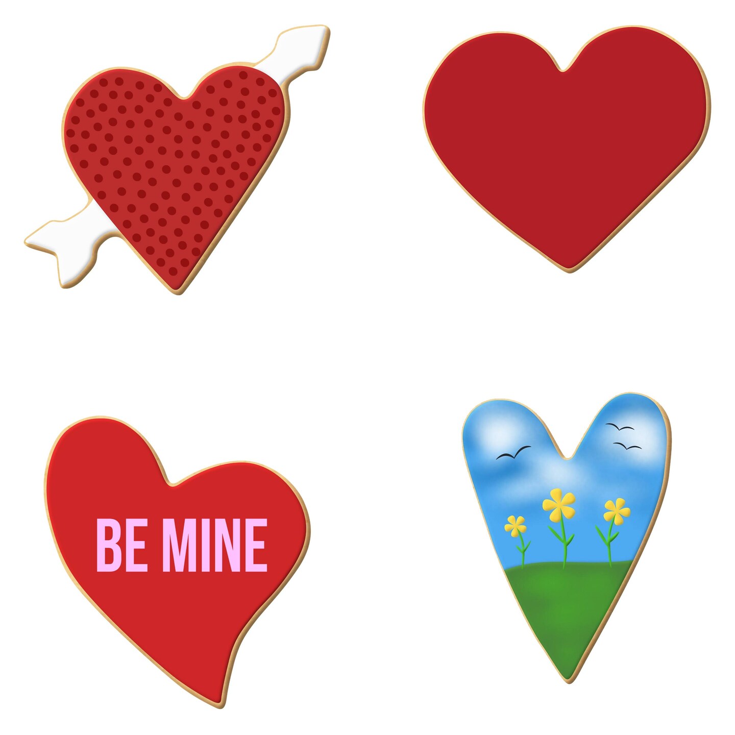 CookieCutter.com Heart 4 Piece Set, Sizes 3 in to 4.25 in, Tin Plate Steel, Handmade in the USA