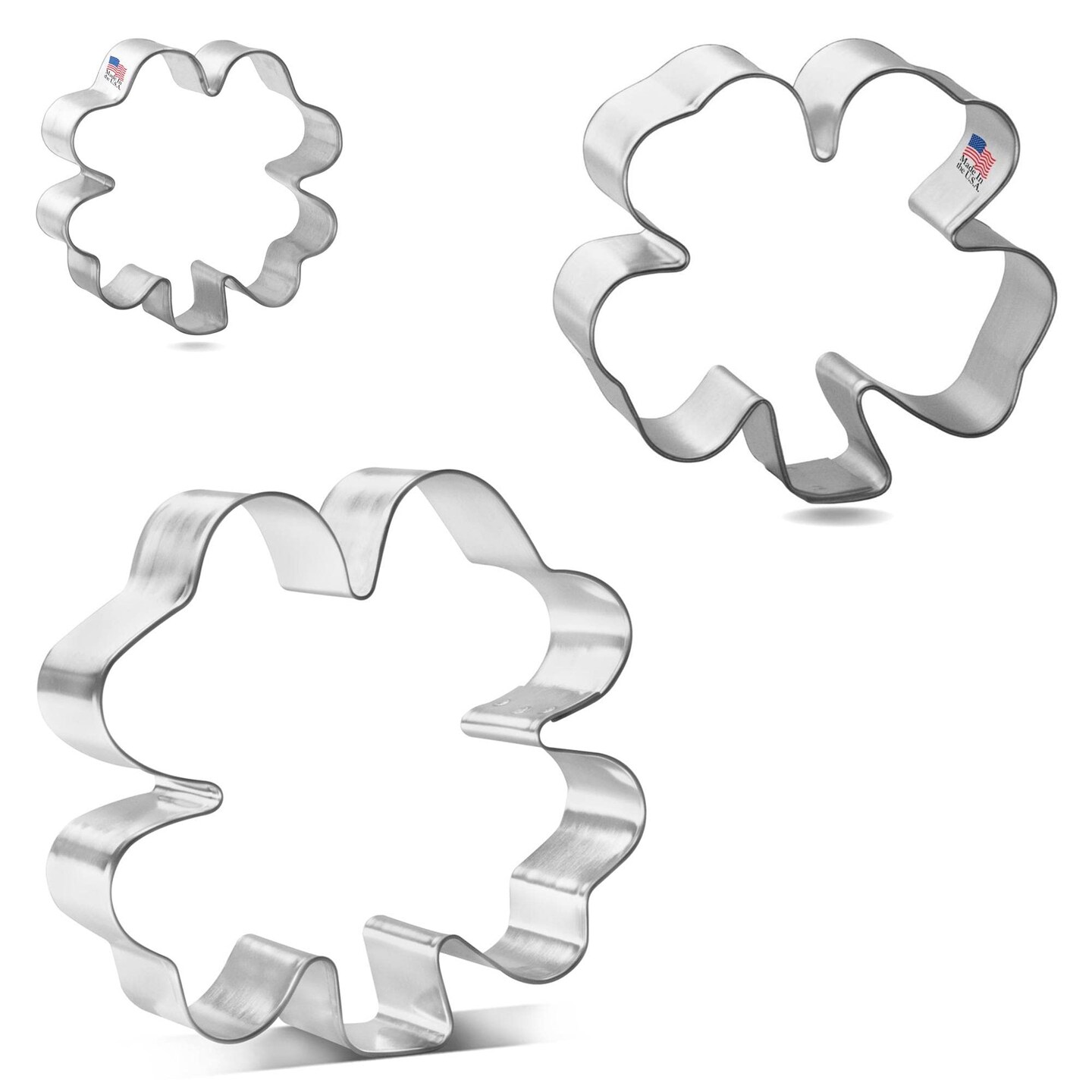 CookieCutter.Com Four Leaf Clover Cookie Cutter 3 Pc Set - USA Tin Plated Steel
