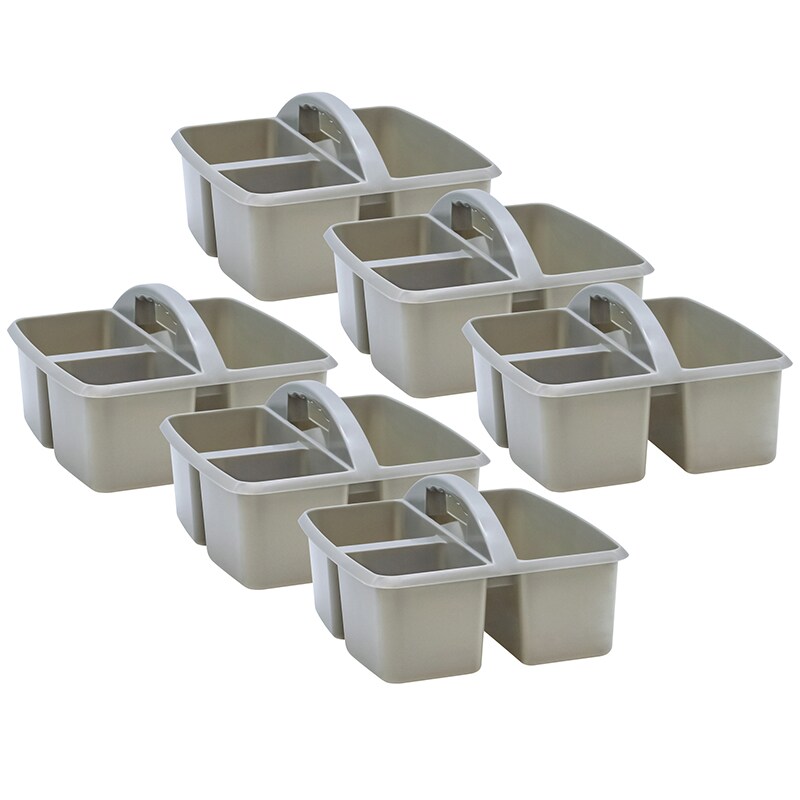 Gray Plastic Storage Caddy, Pack Of 6