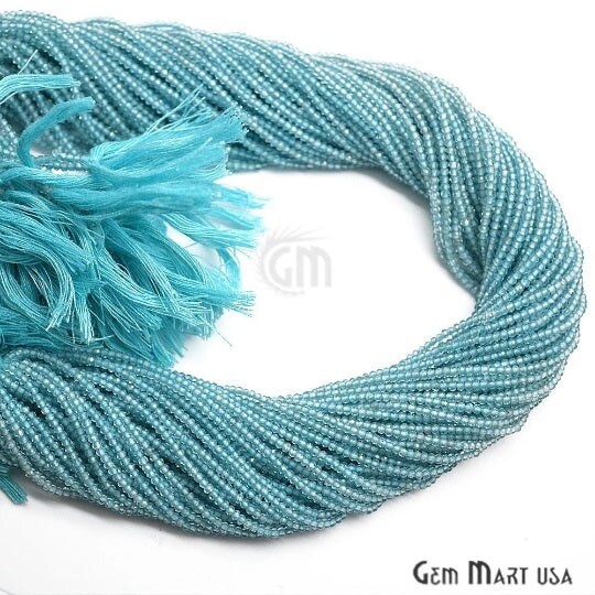 Blue Apatite Rondelle Beads, 12-13 Inch Gemstone Strands, Drilled Strung Nugget Beads, Faceted Round, 2-2.5mm, GemMartUSA (RLBA-70000)