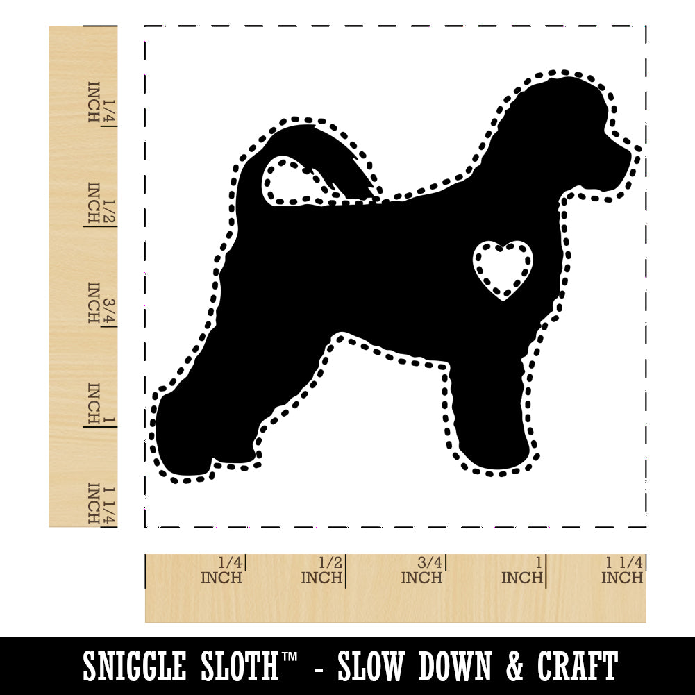 Portuguese Water Dog with Heart Square Rubber Stamp for Stamping Crafting