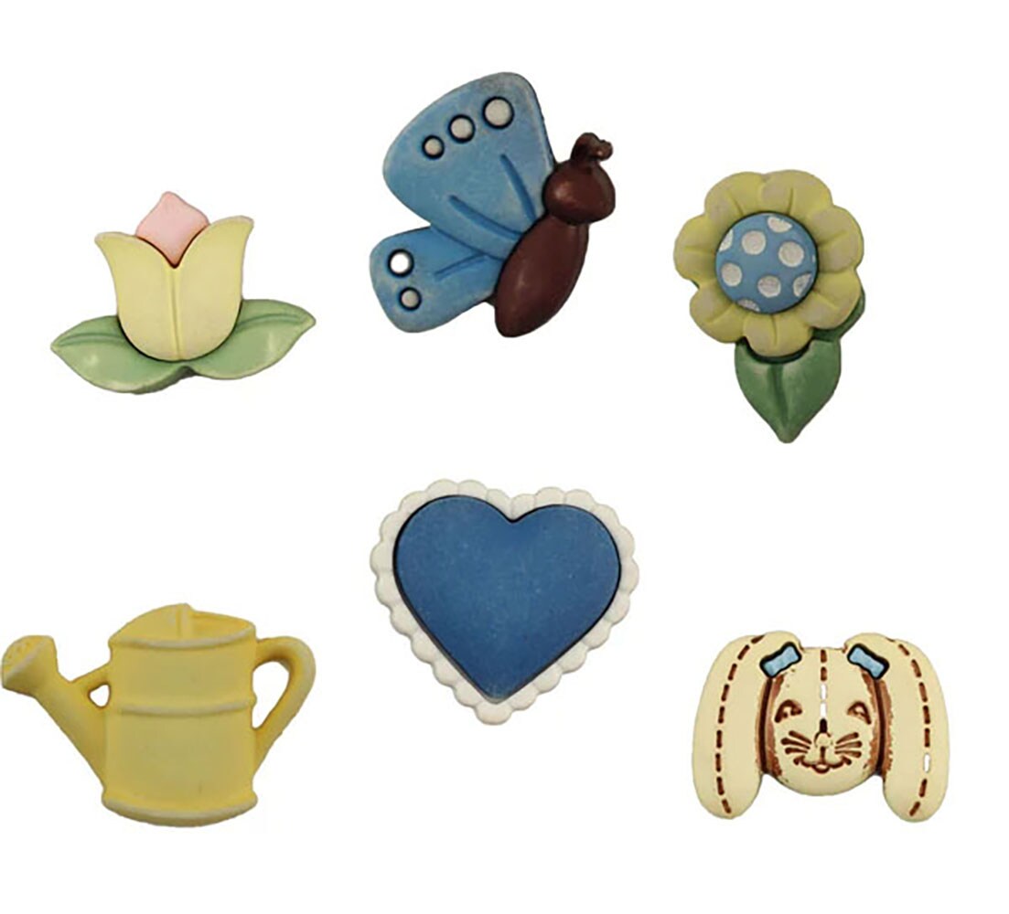 Buttons Galore and More Spring Craft & Sewing Buttons - Garden Bunny - 18 Buttons
