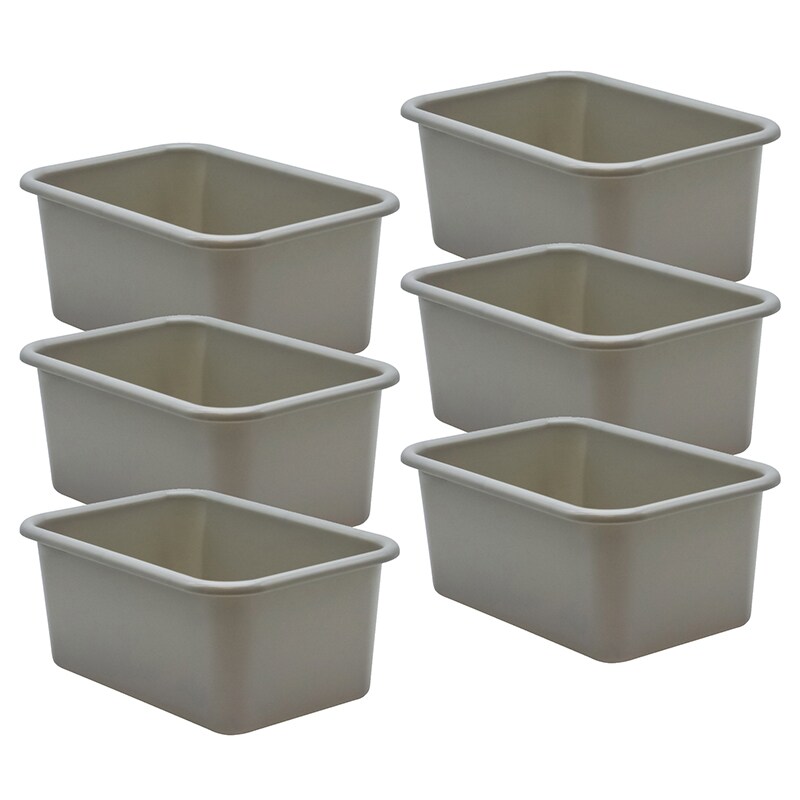 Gray Small Plastic Storage Bin, Pack of 6