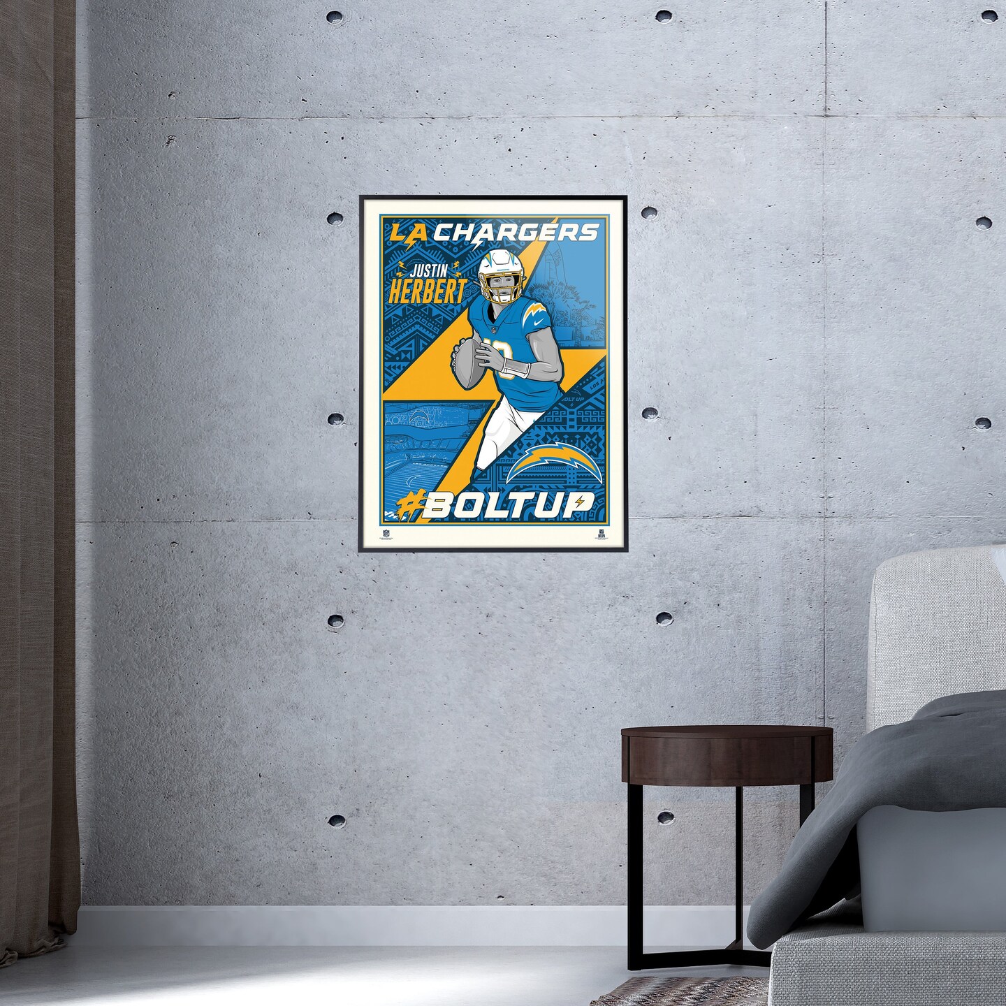 Phenom Gallery Los Angeles Chargers Justin Herbert 18&#x22; x 24&#x22; Serigraph