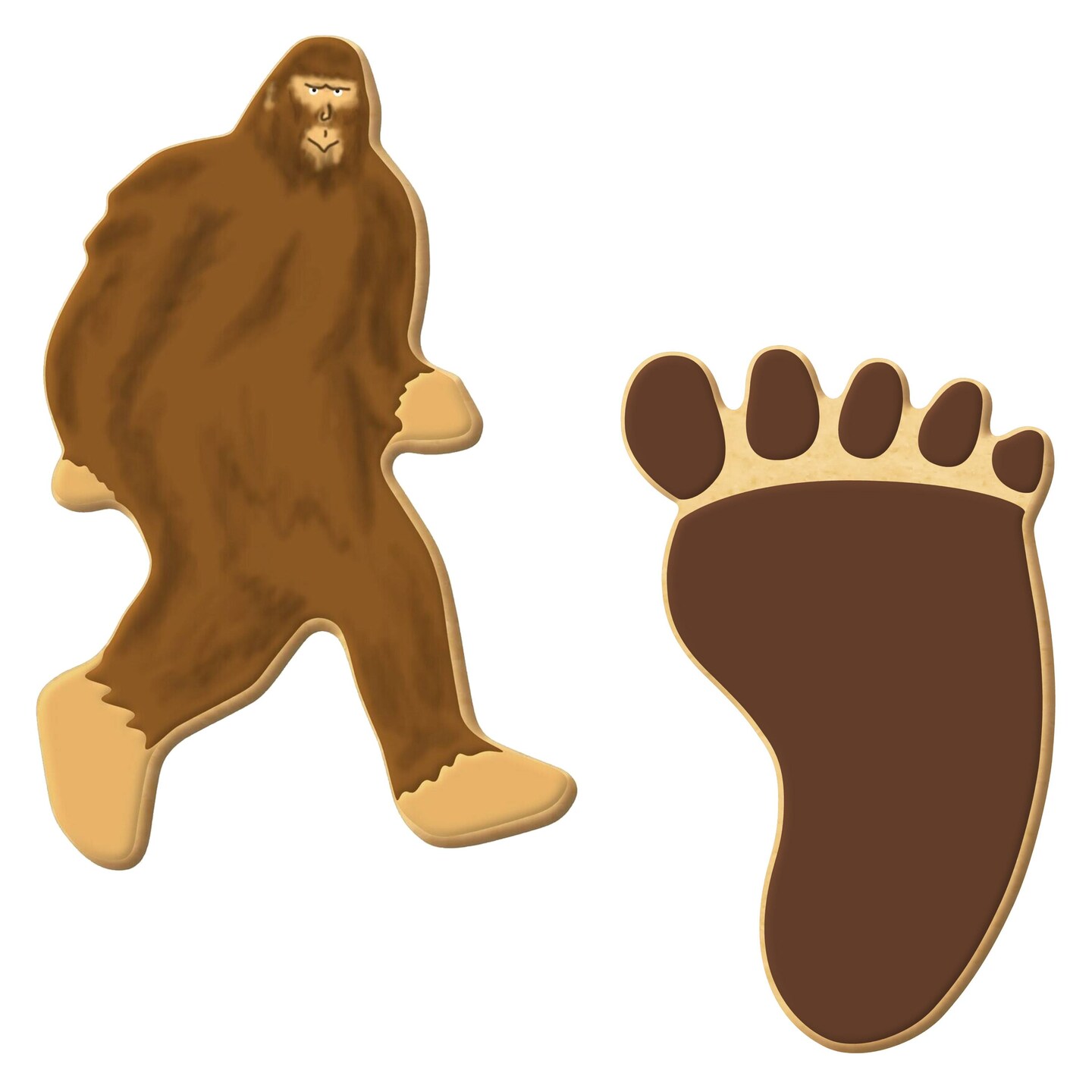 CookieCutter.com Bigfoot Cookie Cutter 2 Piece Set, Sasquatch, 4 - 4.6 in, Tin Plate Steel, USA