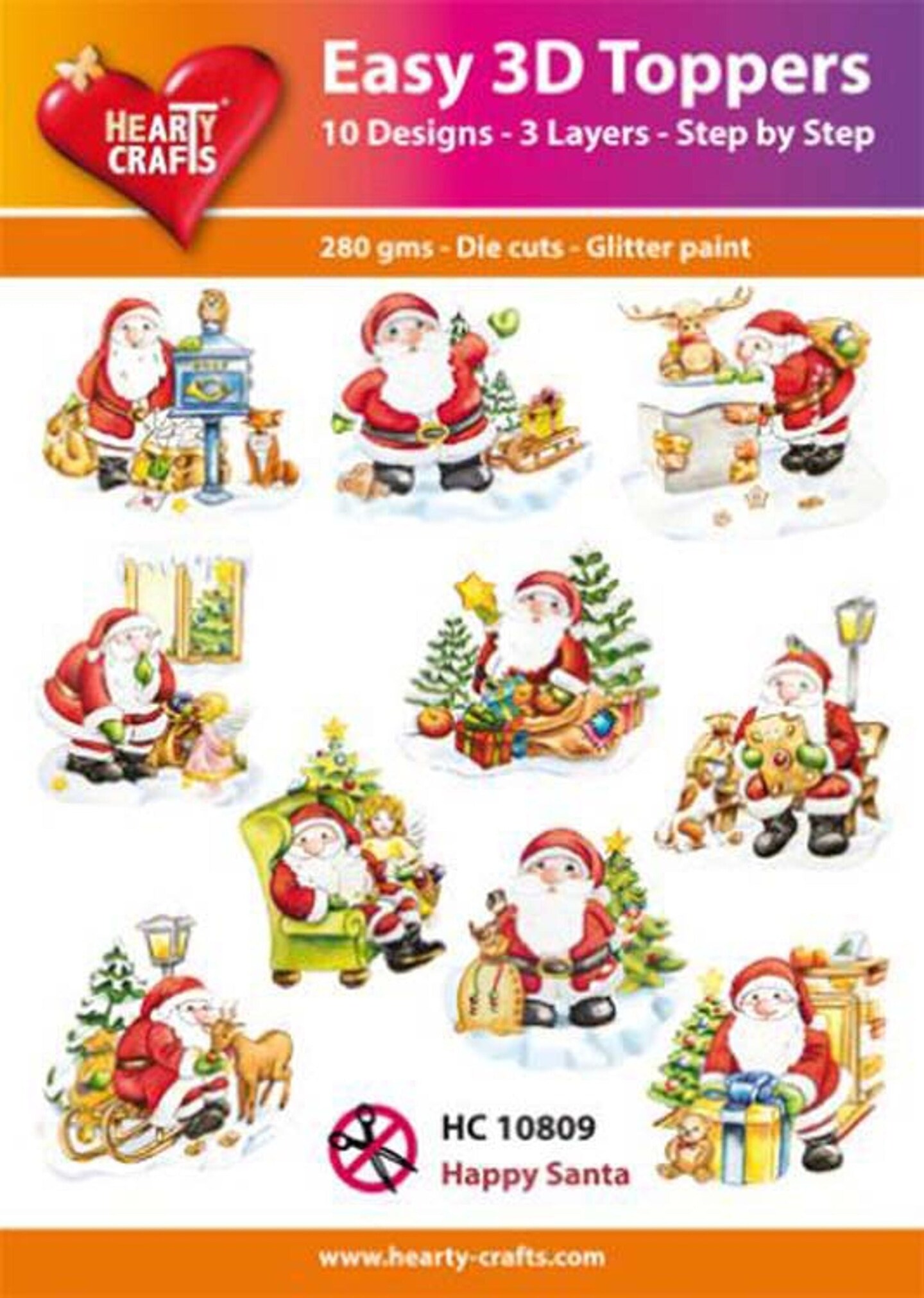 Hearty Crafts  Easy 3D Toppers - Happy Santa