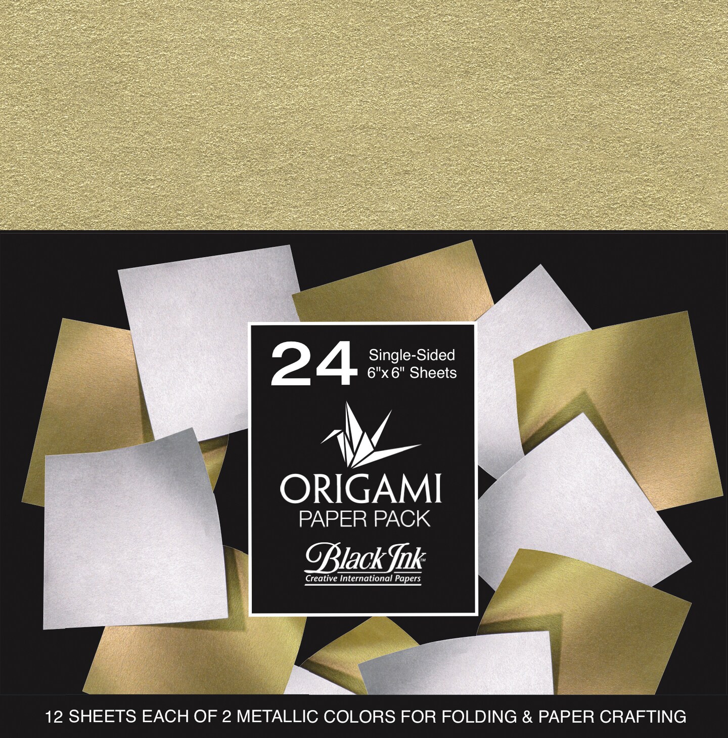Black Ink Origami Paper Craft Pack Gold/Silver Mulberry