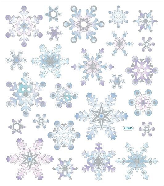 Sticker King Stickers-Silver &#x26; White Snowflakes