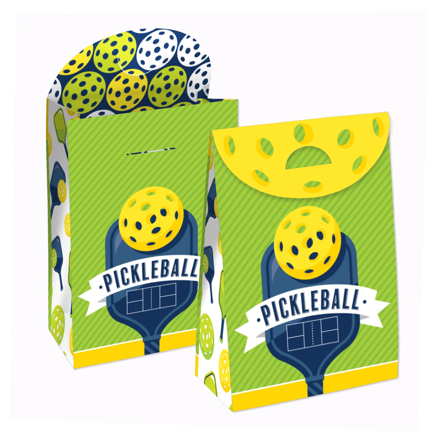 Big Dot of Happiness Let&#x2019;s Rally - Pickleball - Birthday or Retirement Gift Favor Bags - Party Goodie Boxes - Set of 12