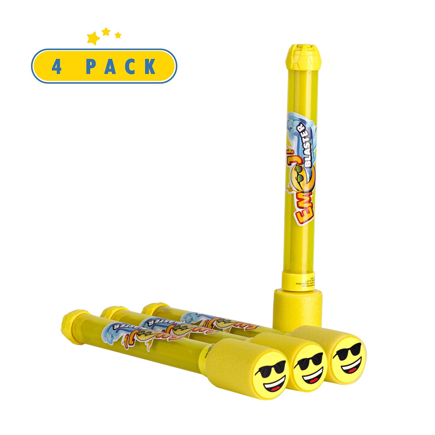4 Pack Emoji Water Blaster - 10.5&#x22; Foam Water Gun - Light Weight Water Soaker - Water Shooter- Summer Pool Beach Water Toy For Kids