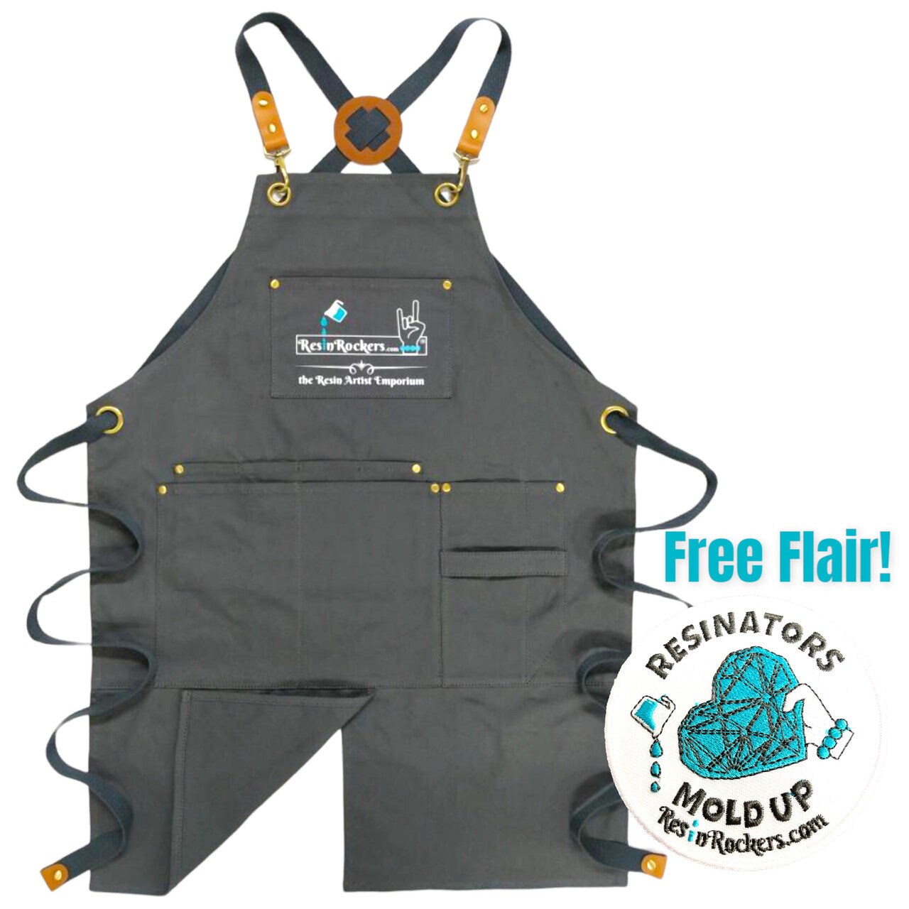 Exclusive Resin Rockers Heavy Duty Canvas Apron with Pockets and FLAIR
