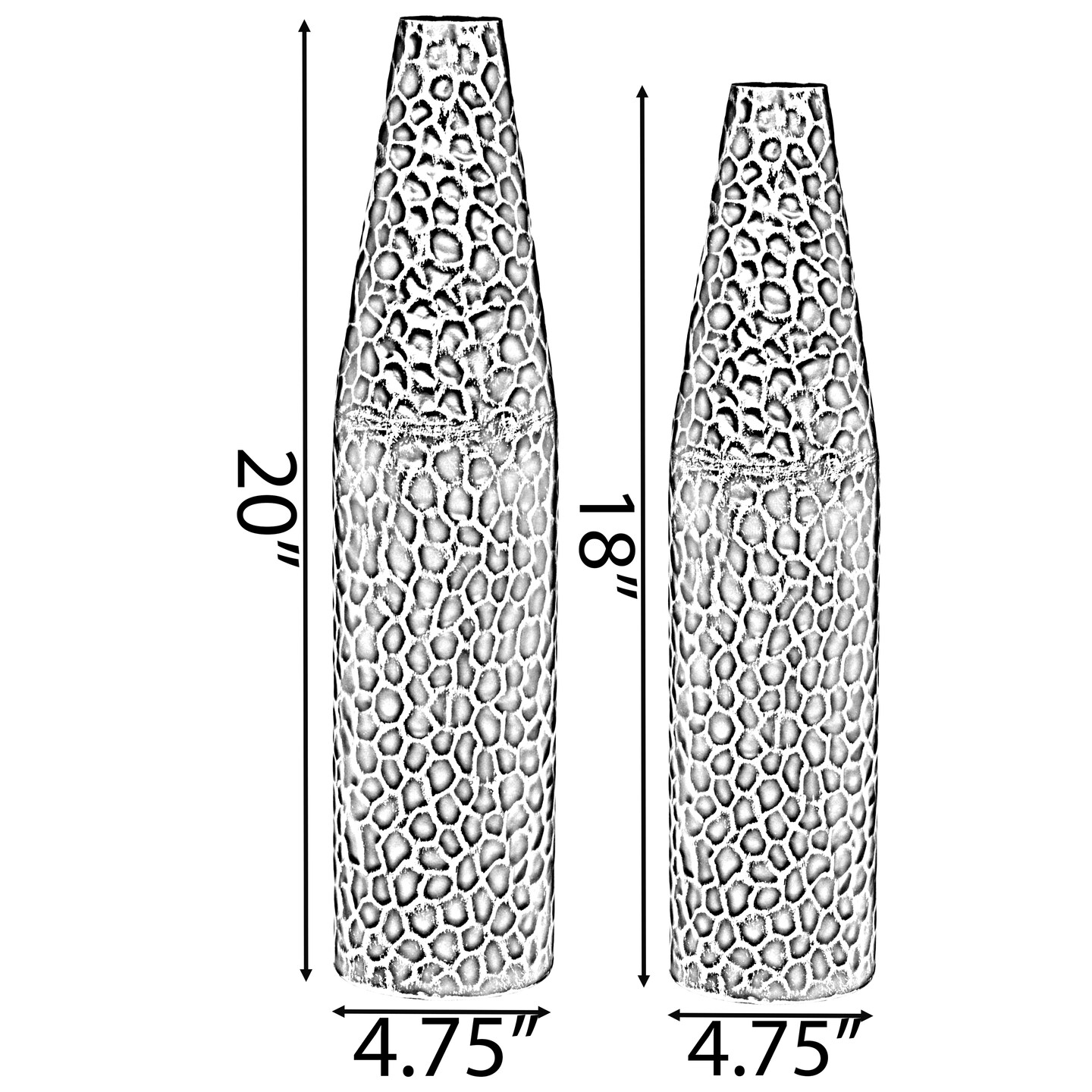 Hammered Metal Decorative Centerpiece Flower Table Vase