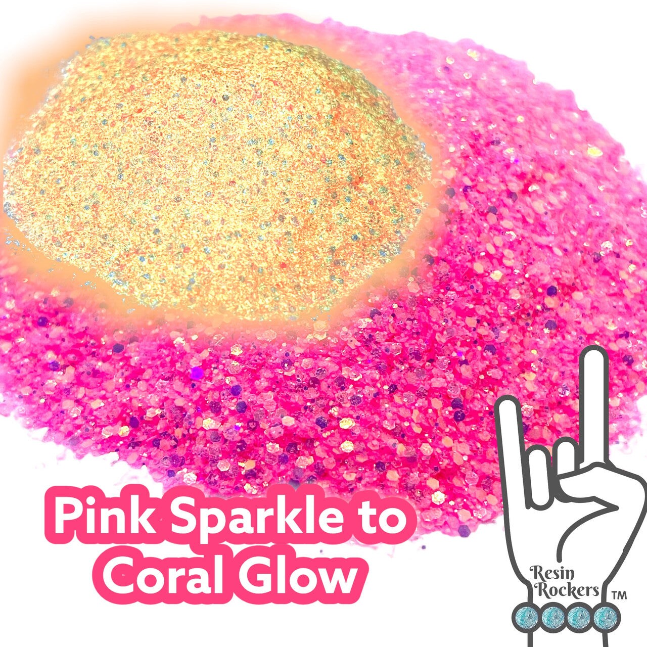 Glamour and Pink Sparkle to Coral Glow in the Dark Pixie for Poxy Color Changing Medium Chunky Glitter Mix