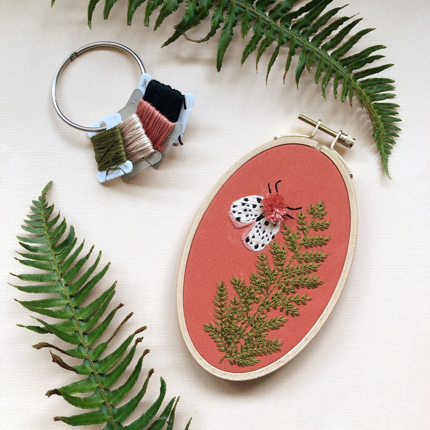 MCreativeJ Moth and Fern - Intermediate 3D Hand Embroidery DIY Craft Kit