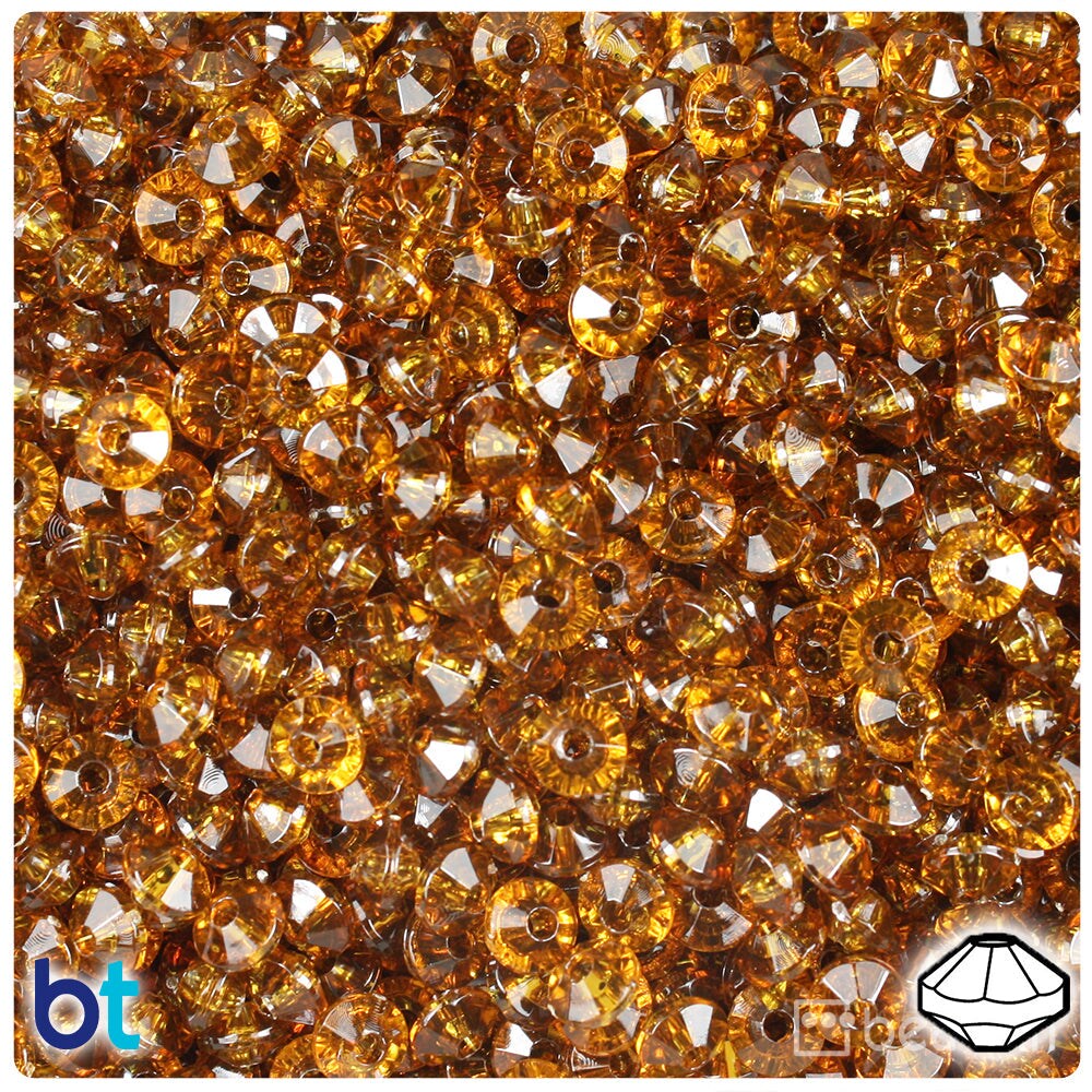 BeadTin Root Beer Transparent 6mm Faceted Rondelle Plastic Craft Beads (1350pcs)
