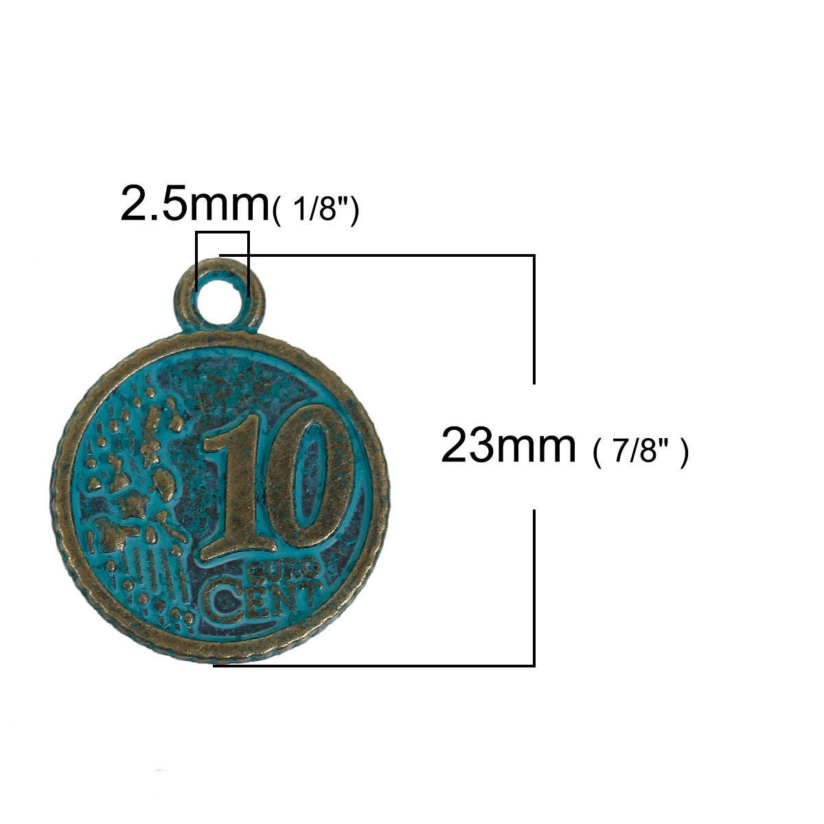 *10* 23x19mm Antique Bronze Patina Coin Charms