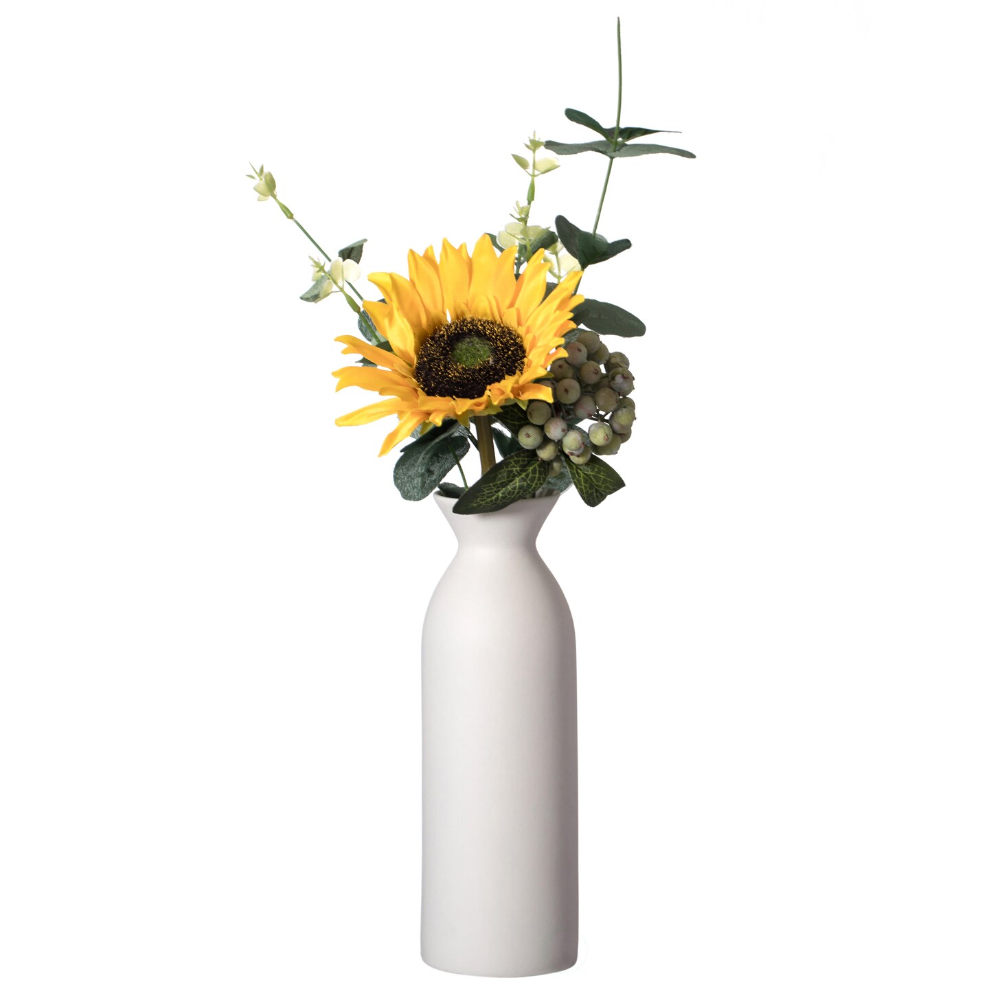Uniquewise White Ceramic Table Flower Vase for Farmhouse and Home Decor - Ideal for Bohemian Modern Minimalist and Rustic Room Styling - Perfect for Pampas Grass, Fresh Flowers and Stems