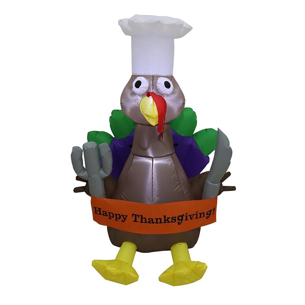 4&#x27; Air Blown Inflatable Thanksgiving Turkey Chef w/ Banner GTF00012-4