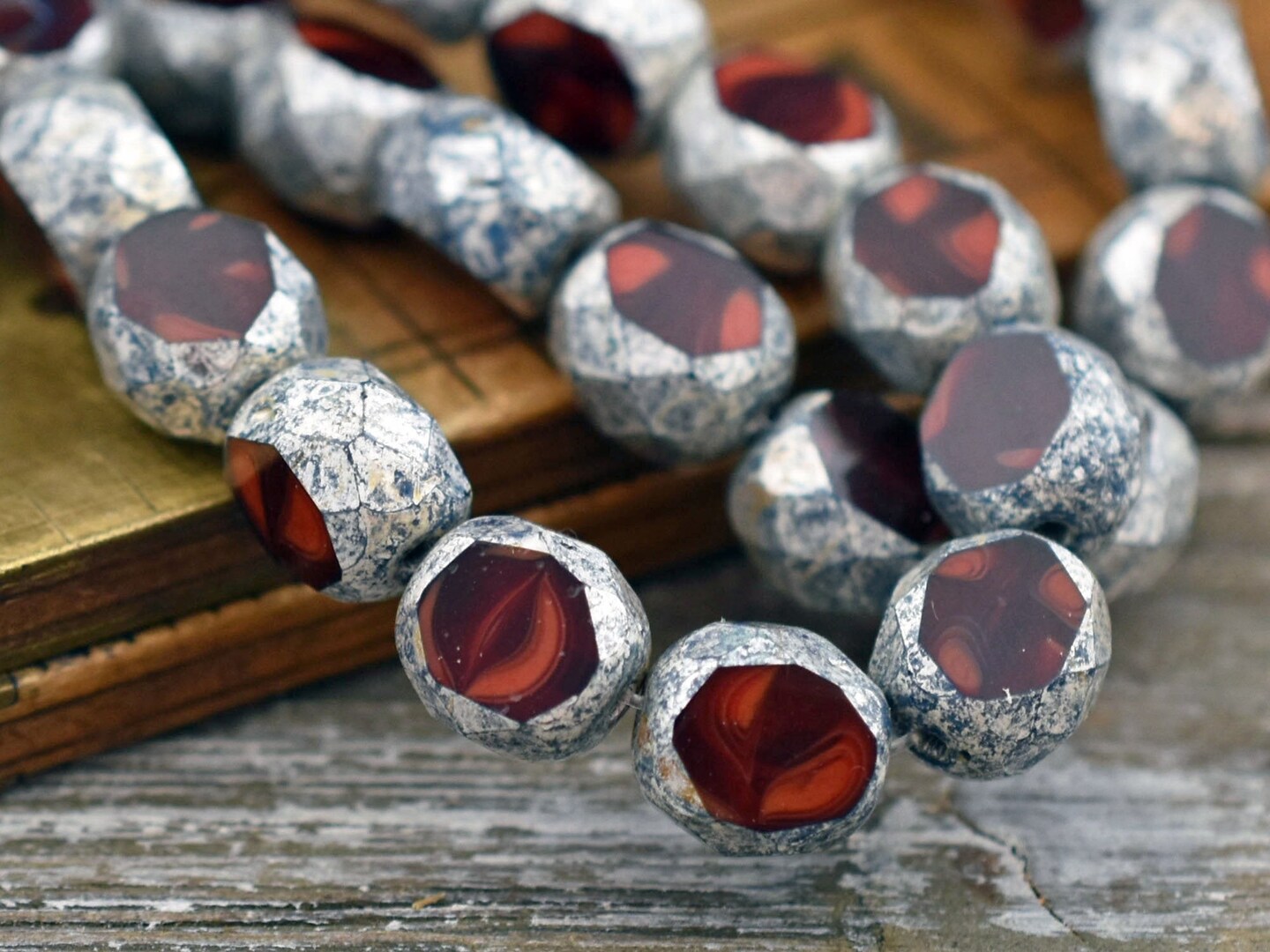 15* 8mm Bronze Washed Lady Bug Red 2 Cut Fire Polished Faceted Round – The  Bead Obsession