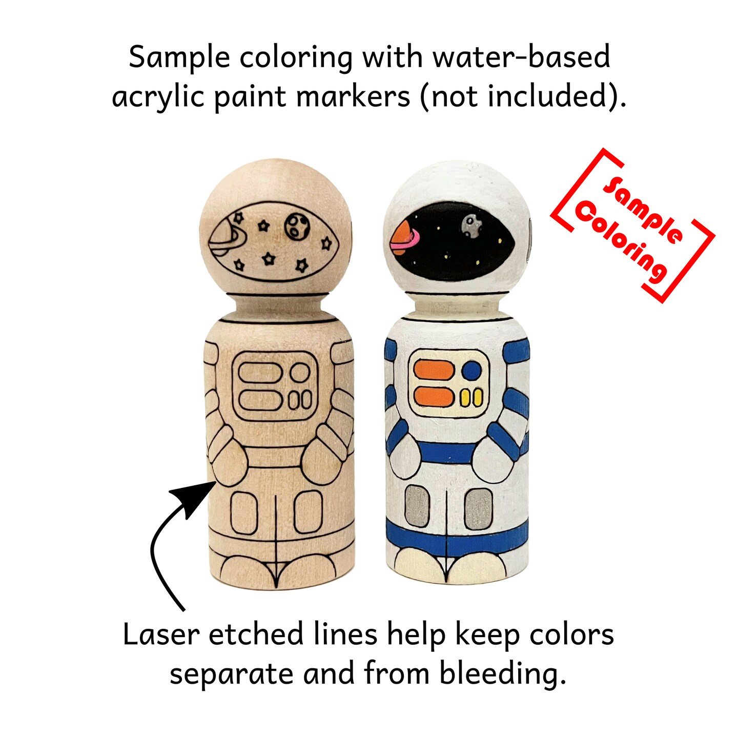 Astronaut and Spaceship Peg Doll Set by Pegsies&#x2122;