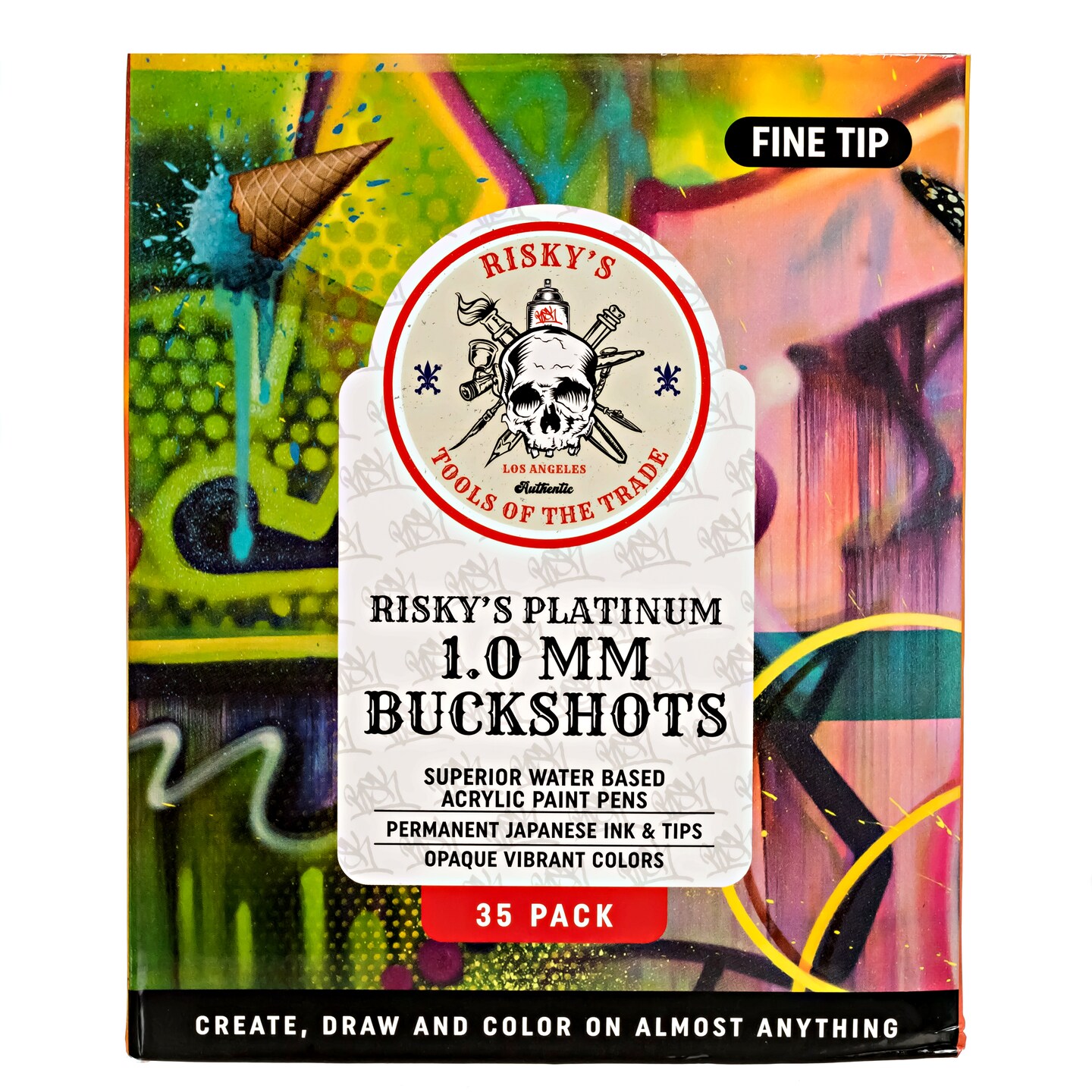 Risky's Tools of the Trade- 35 Pack 1mm Acrylic Based Paint Pens for Graffiti and Fine Art.