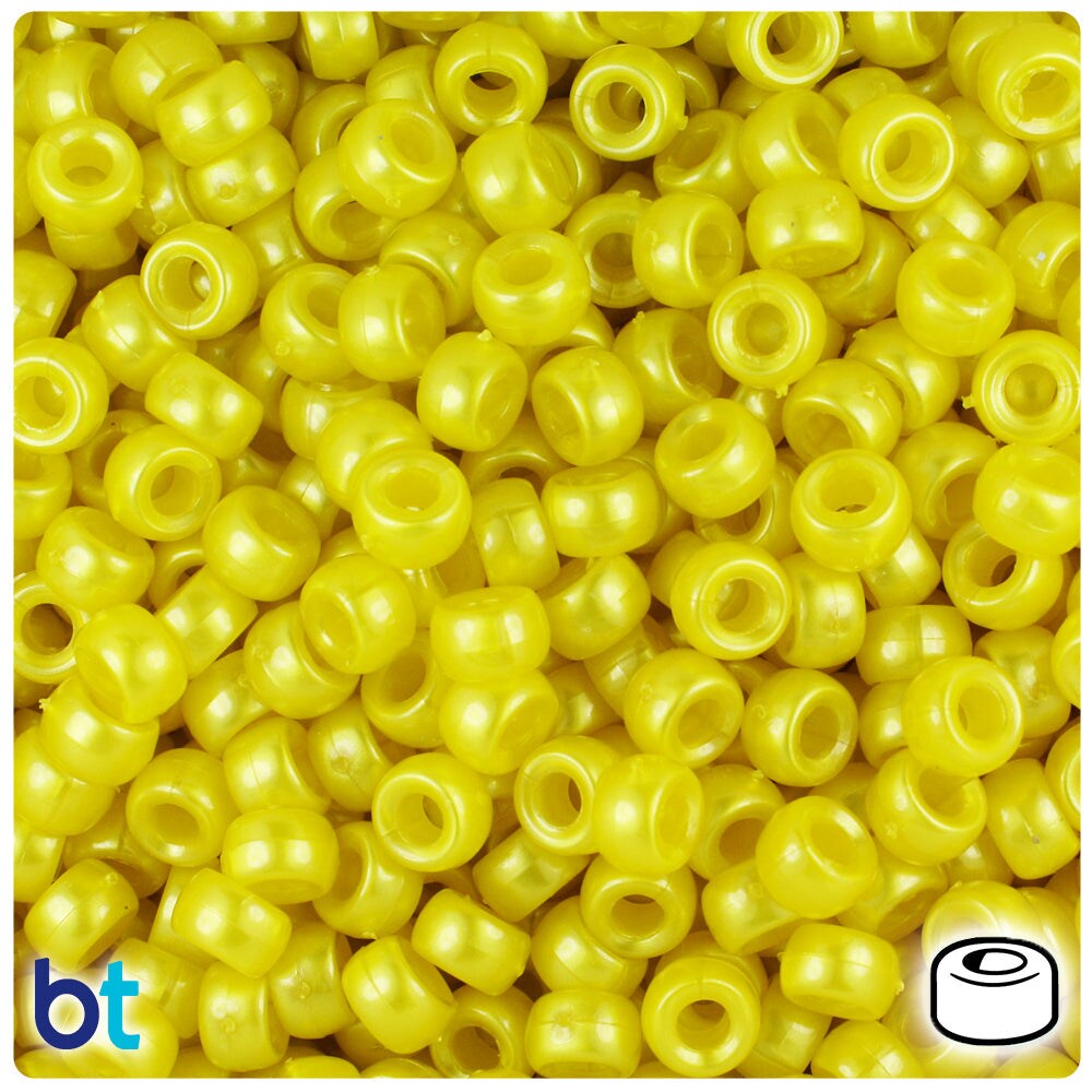 BeadTin Yellow Pearl 6.5mm Mini Barrel Plastic Pony Beads (1000pcs)