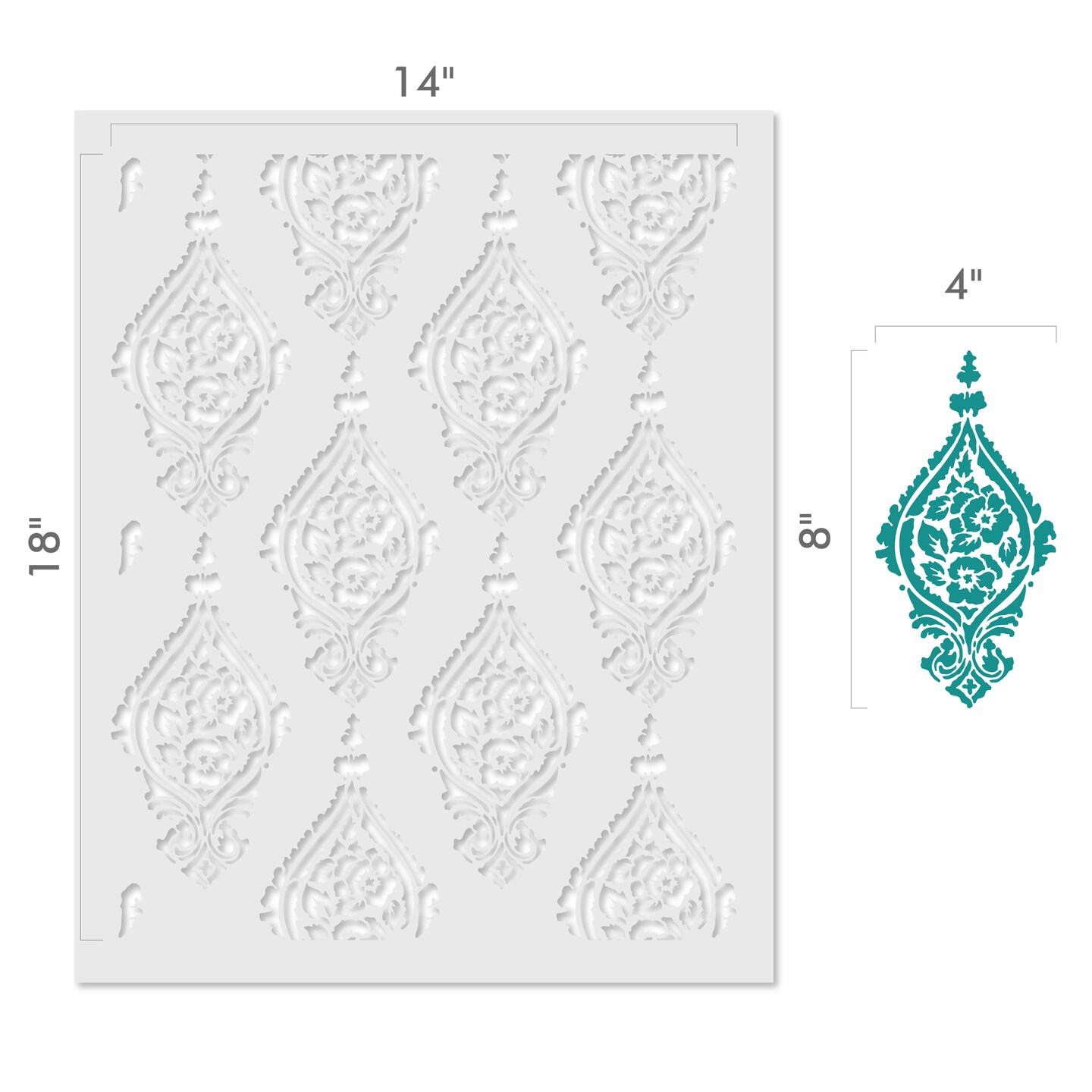 Paisley Damask Wallpaper Stripe Wall Stencil | 3603 by Designer Stencils | Pattern Stencils | Reusable Stencils for Painting | Safe & Reusable Template for Wall Decor | Try This Stencil Instead of a Wallpaper | Easy to Use & Clean Art Stencil Pattern