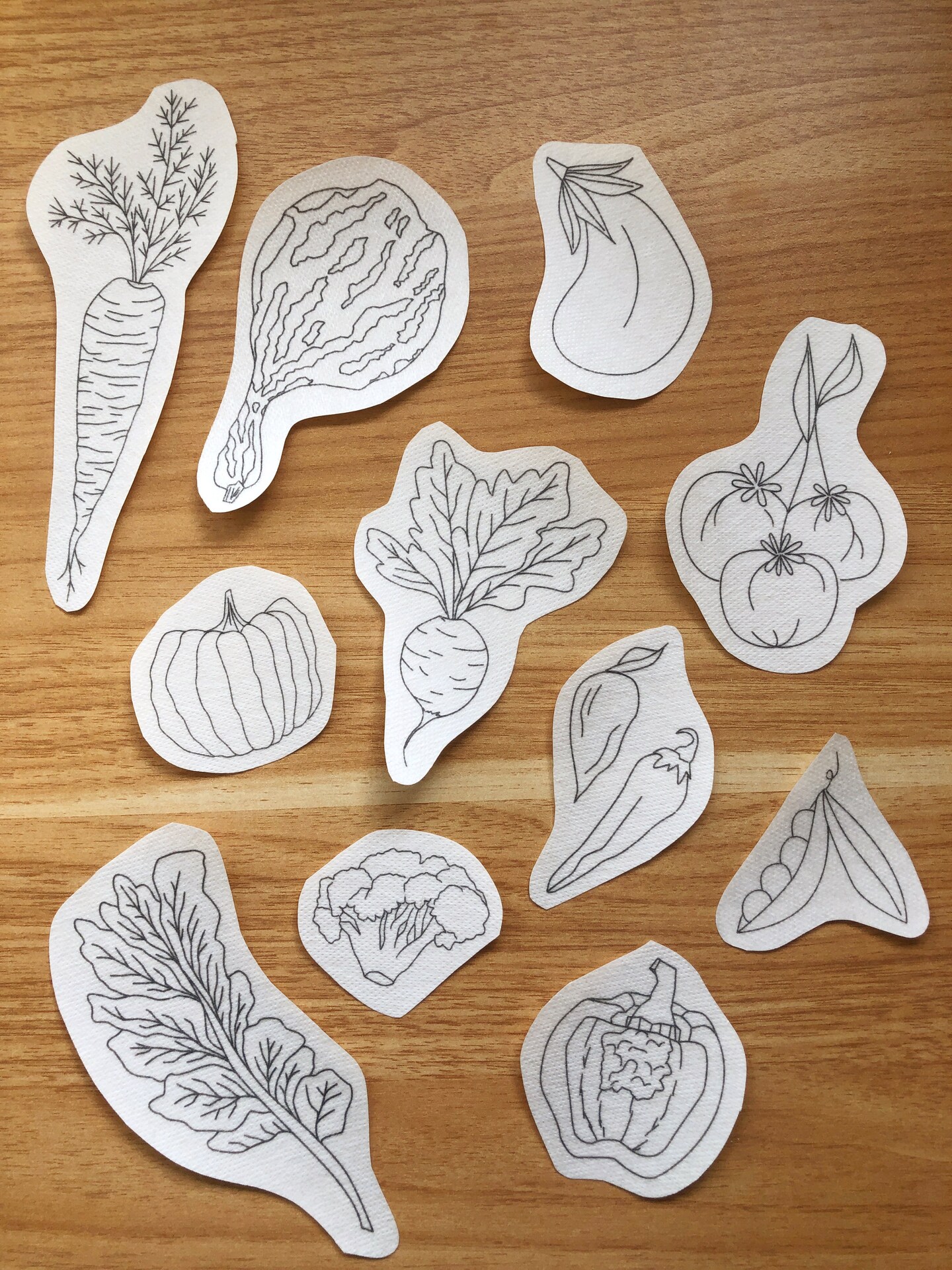 MCreativeJ Veggie Delight - Peel Stick and Stitch Hand Embroidery Patterns