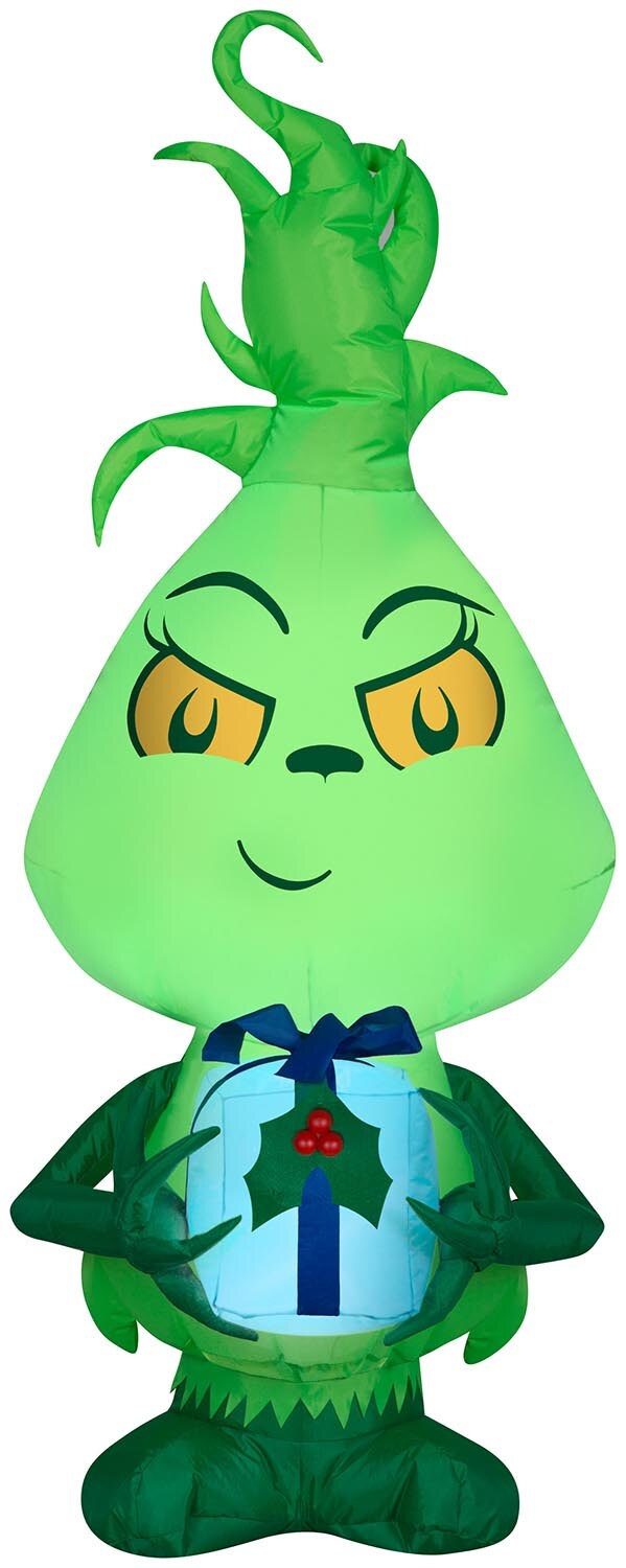 4&#x27; Gemmy Dr. Seuss&#x27; Little Grinch Holding A Present 117629