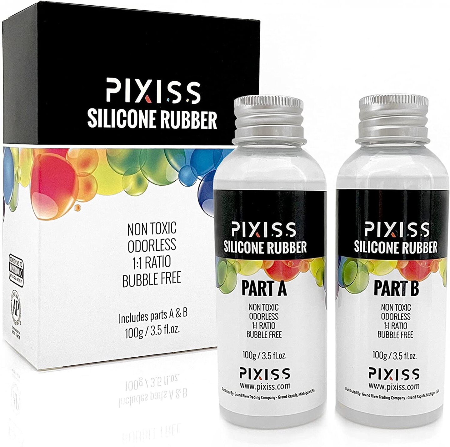 Silicone Rubber Mold Making Kit 200g/7oz, Mica Powders, Mixing Sticks, Gloves, Rubber