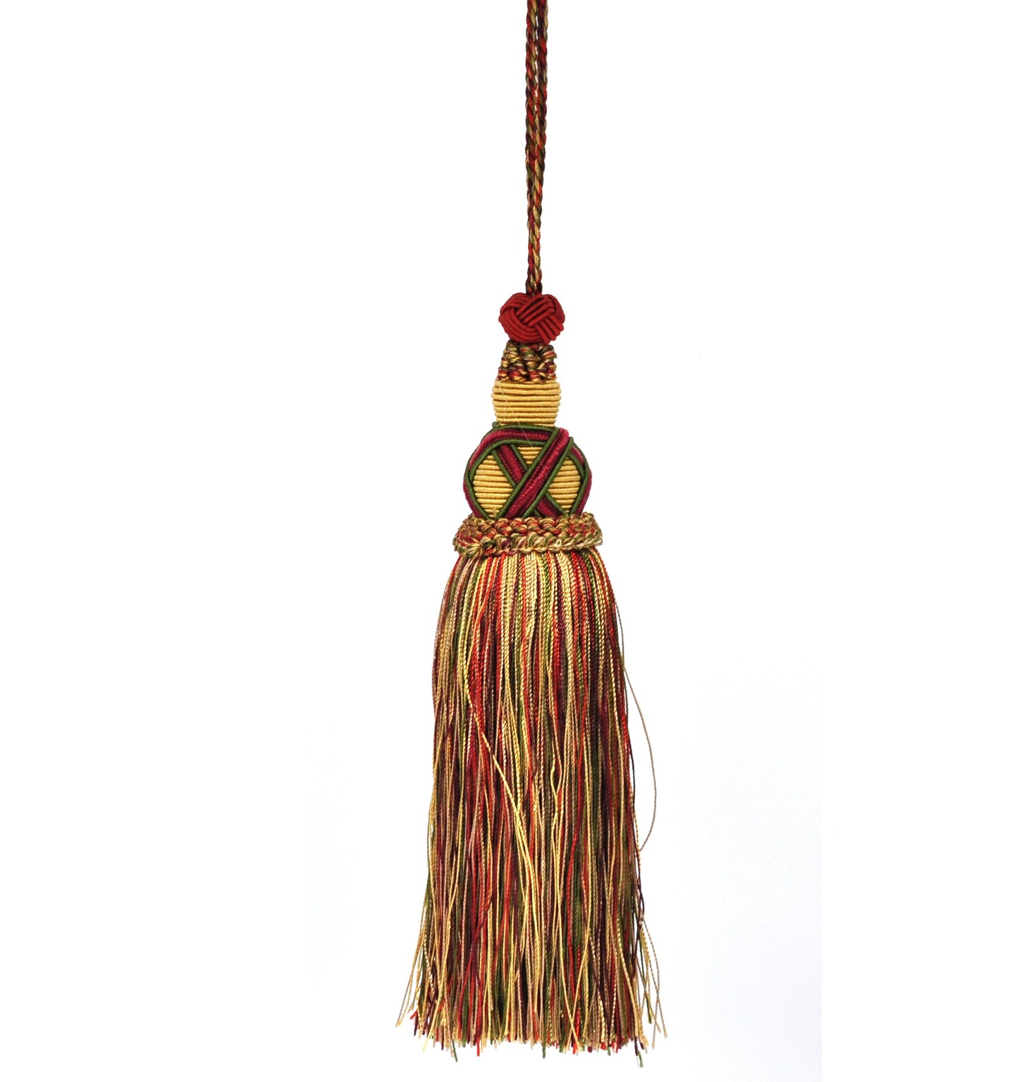 Belagio Tassel, 7” Length with 5.5” Cord, Milante Collection, Taupe/Wine