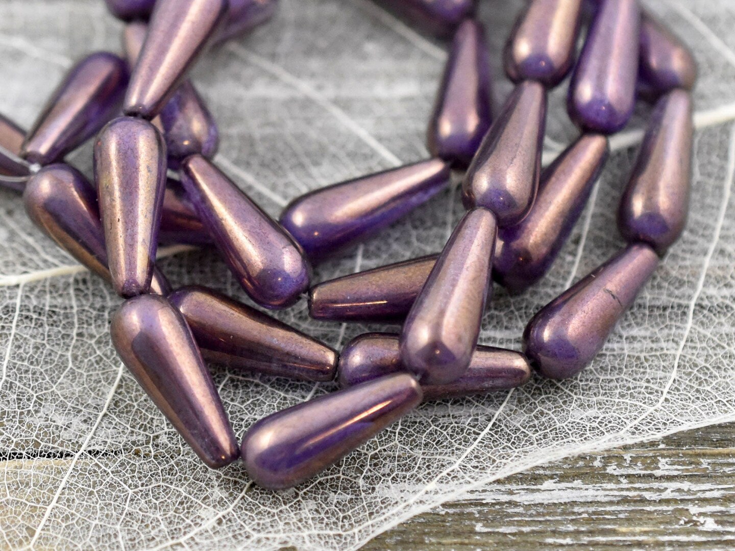 *10* 15x6mm Gold Washed Amethyst Teardrop Beads