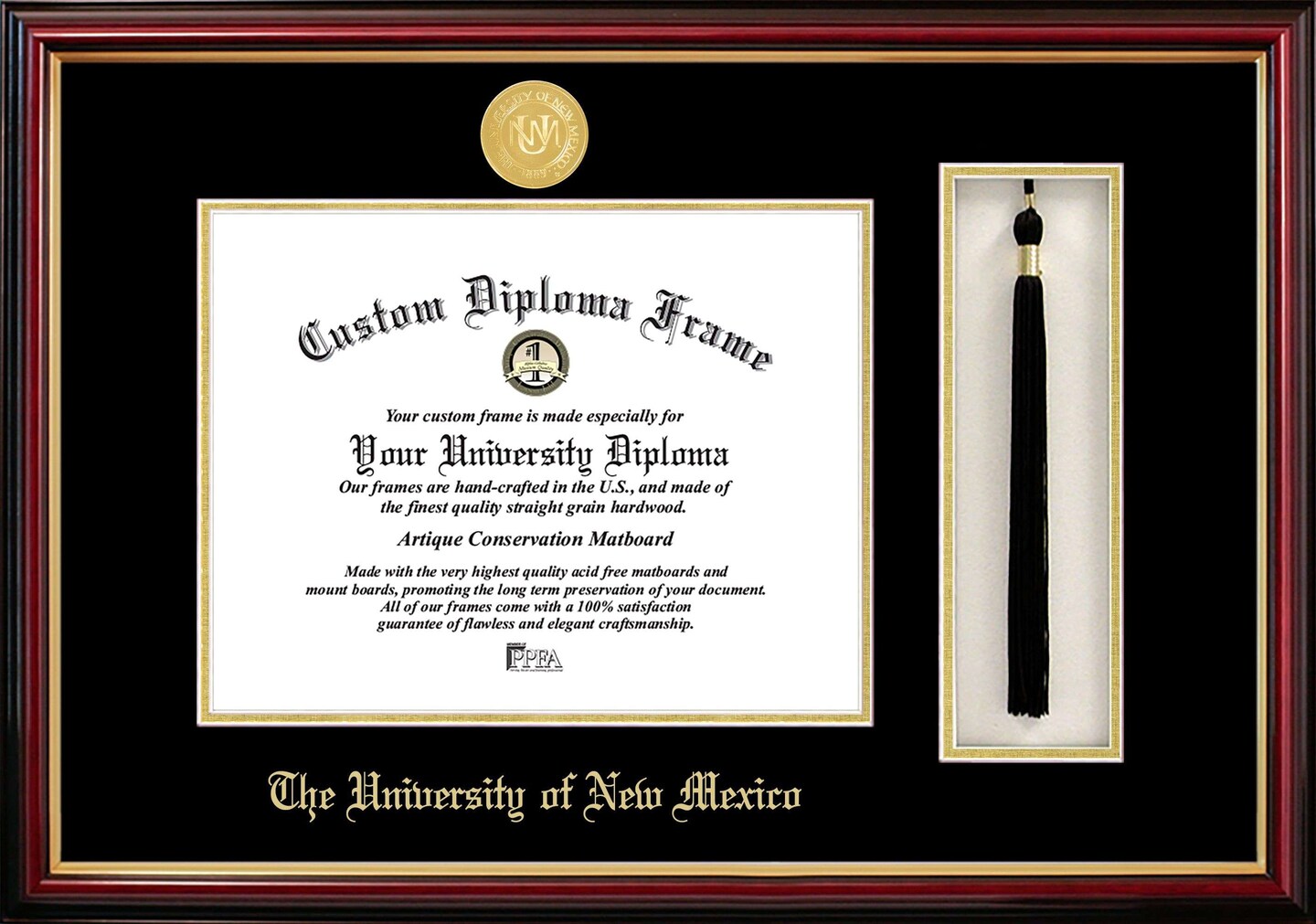University of New Mexico 11w x 8.5h Tassel Box and Diploma Frame